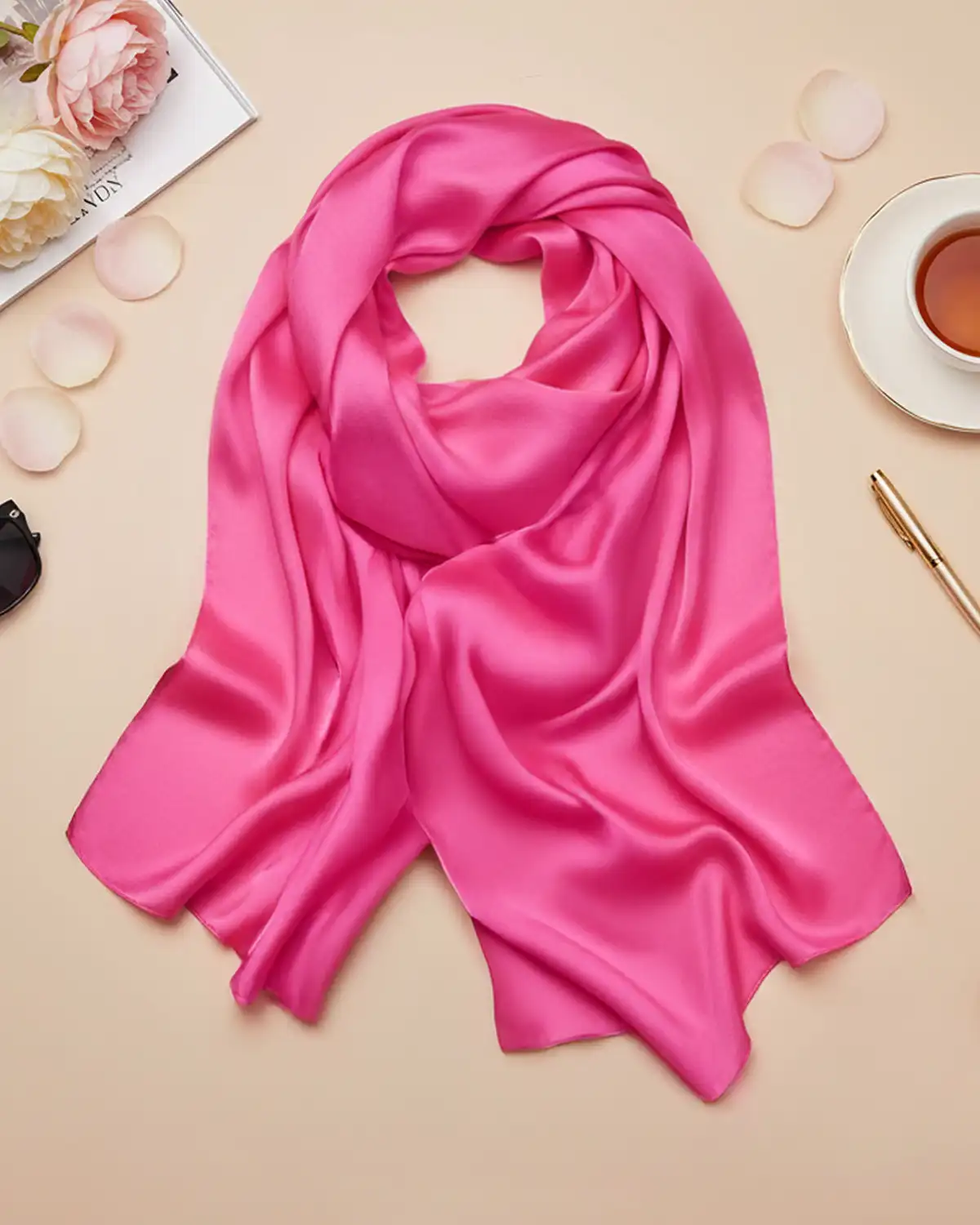 Eșarfă din mătase Magdy Amara Kai fucsia