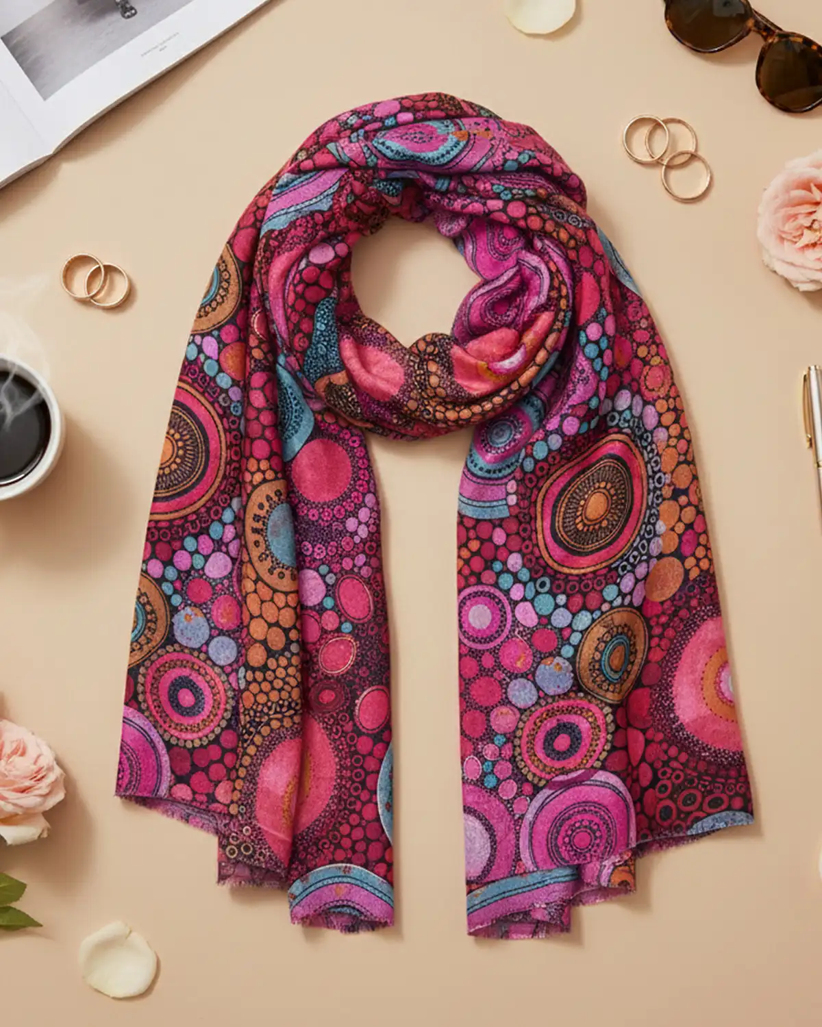 Accesorii fashion pentru femei - Eșarfă din vâscoză Magdy Byzantium fucsia