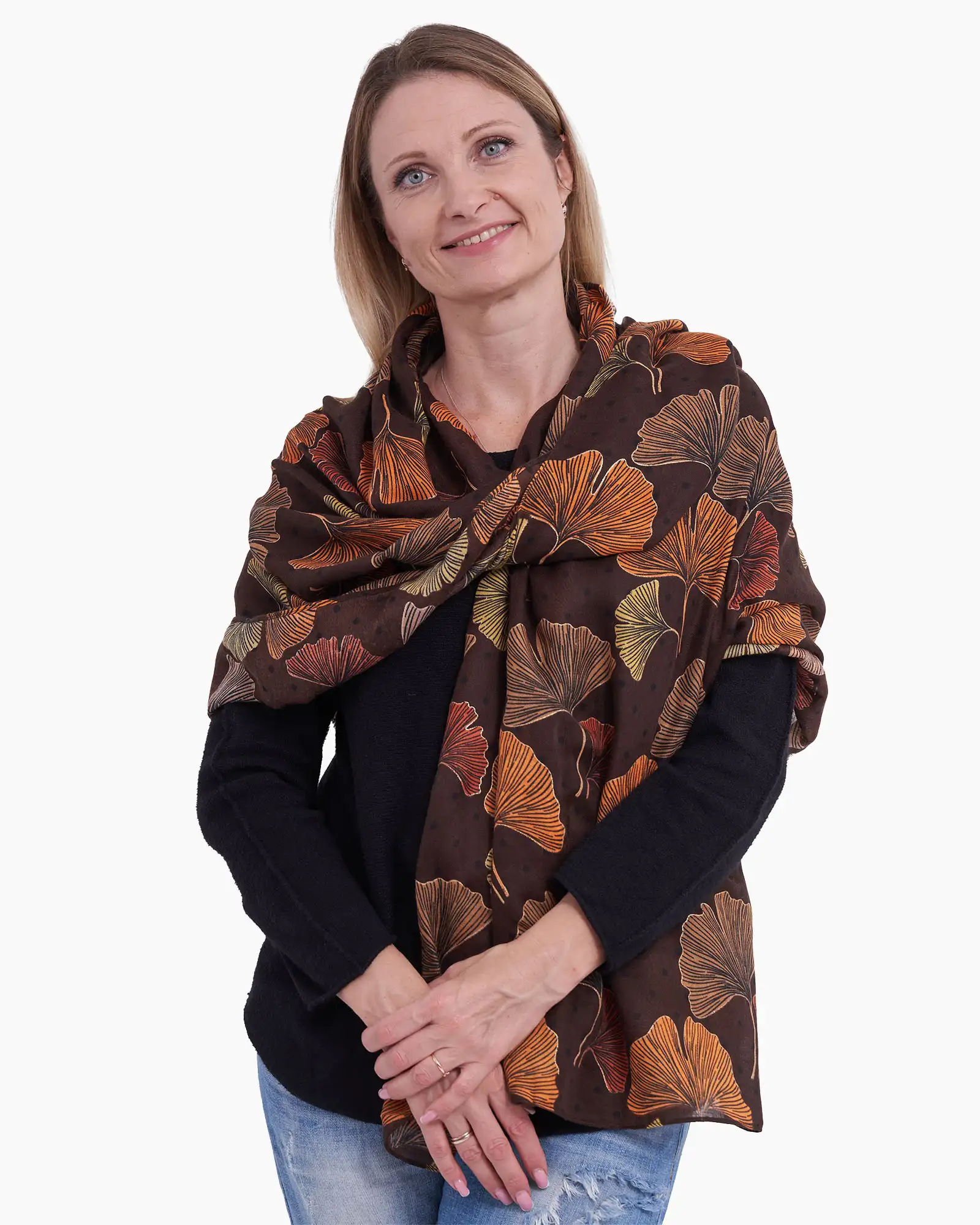 Eșarfă din vâscoză Magdy Vanashri maro [1]