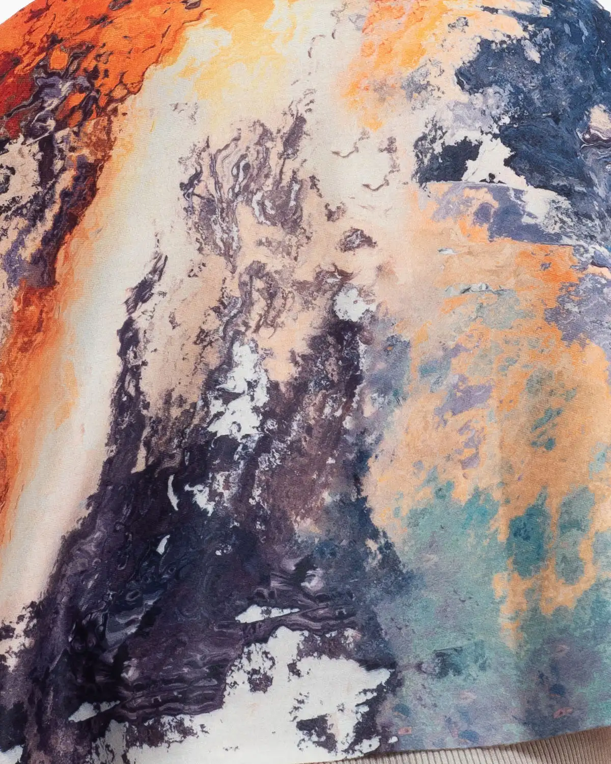 Eșarfă din vâscoză multicoloră cu imprimeu abstract și franjuri lungi [3]