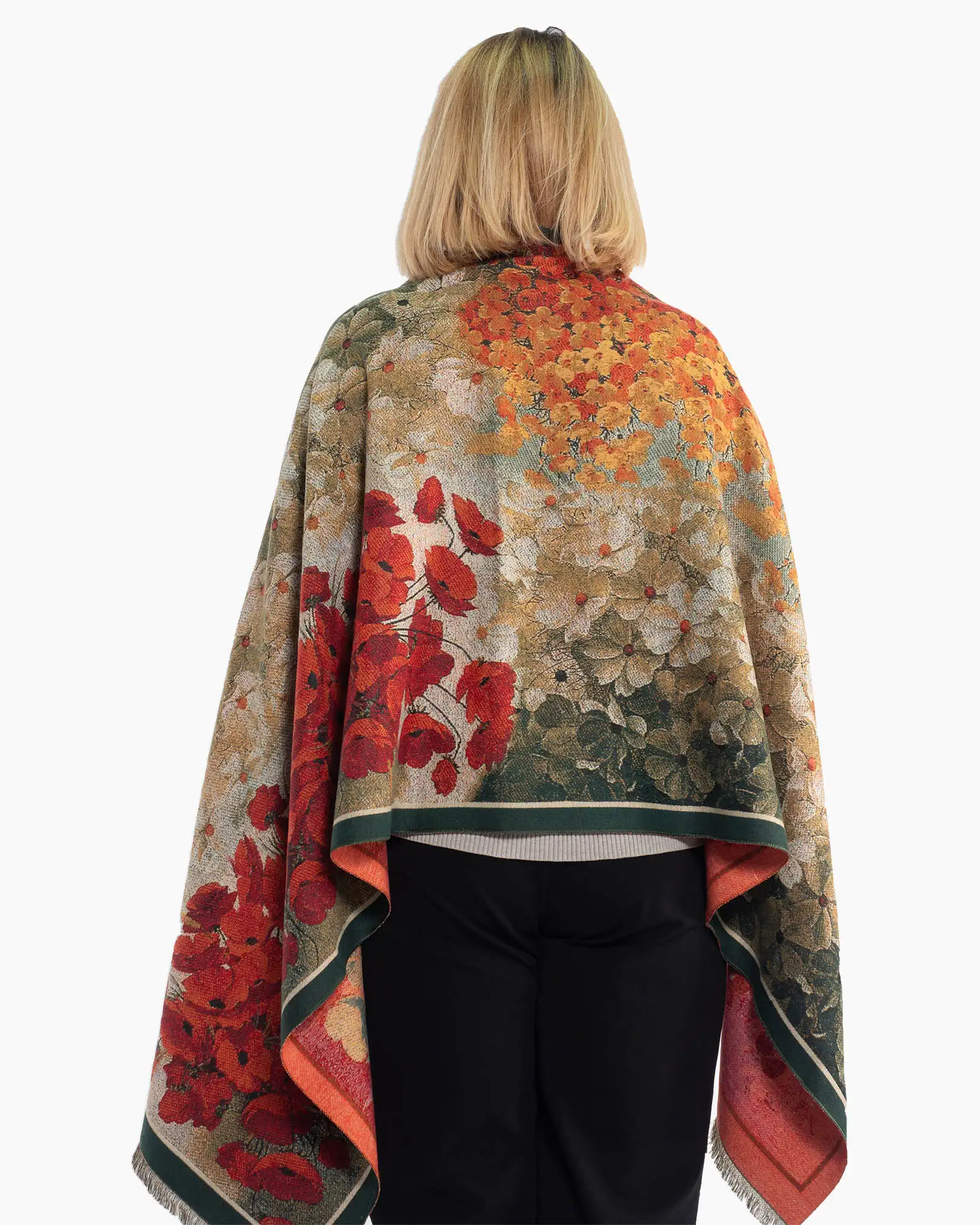 Eșarfă fluidă din lână multicoloră cu imprimeu floral [1]