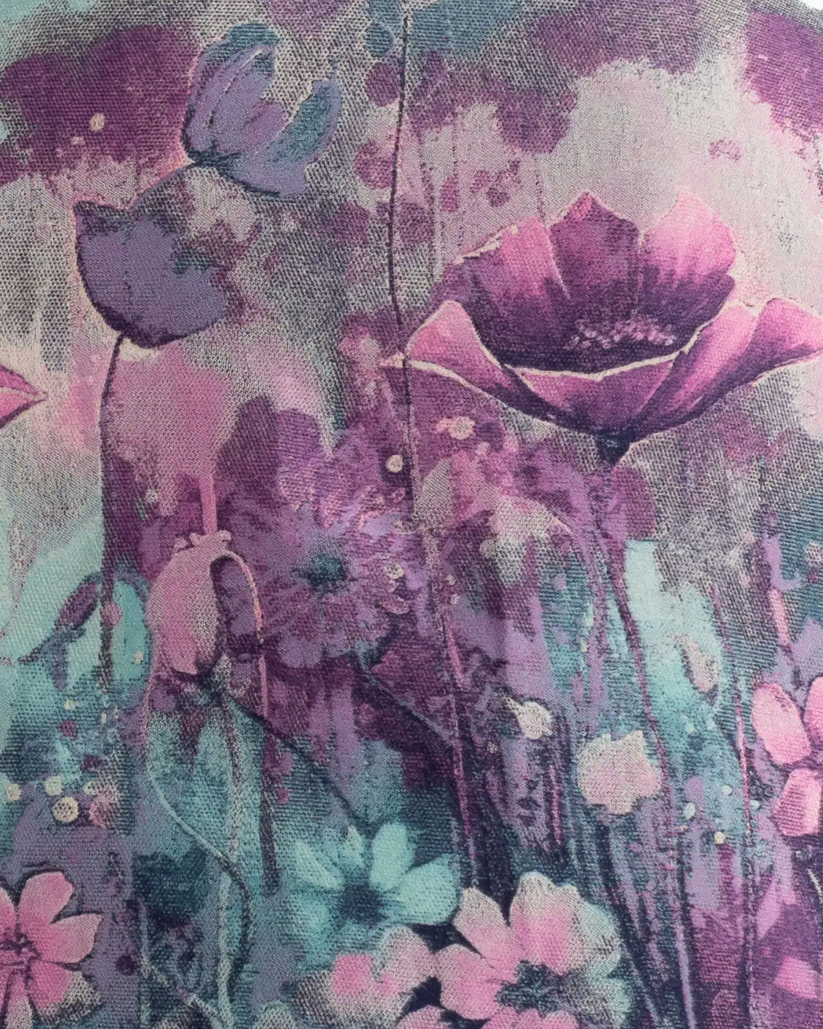 Eșarfă fluidă din lână multicoloră cu un delicat imprimeu floral [3]
