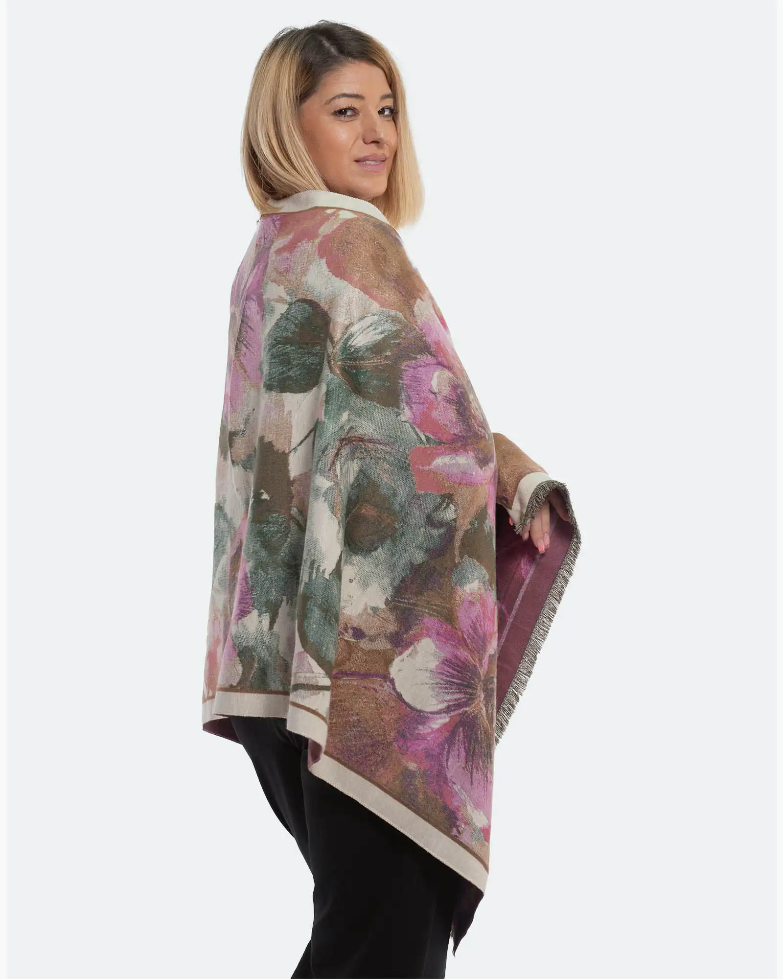 Eșarfă lejeră din lână cu imprimeu floral multicolor [2]