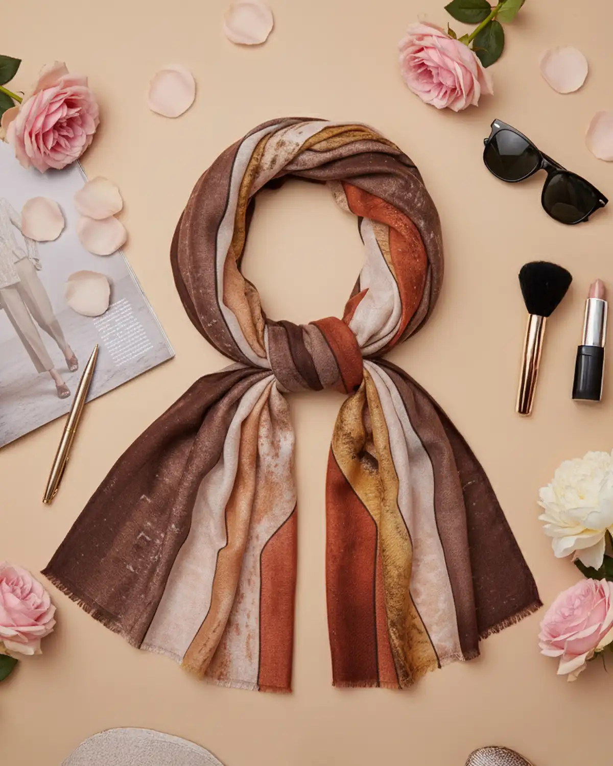 Accesorii fashion pentru femei - Eșarfă Magdy Aria Sognante maro