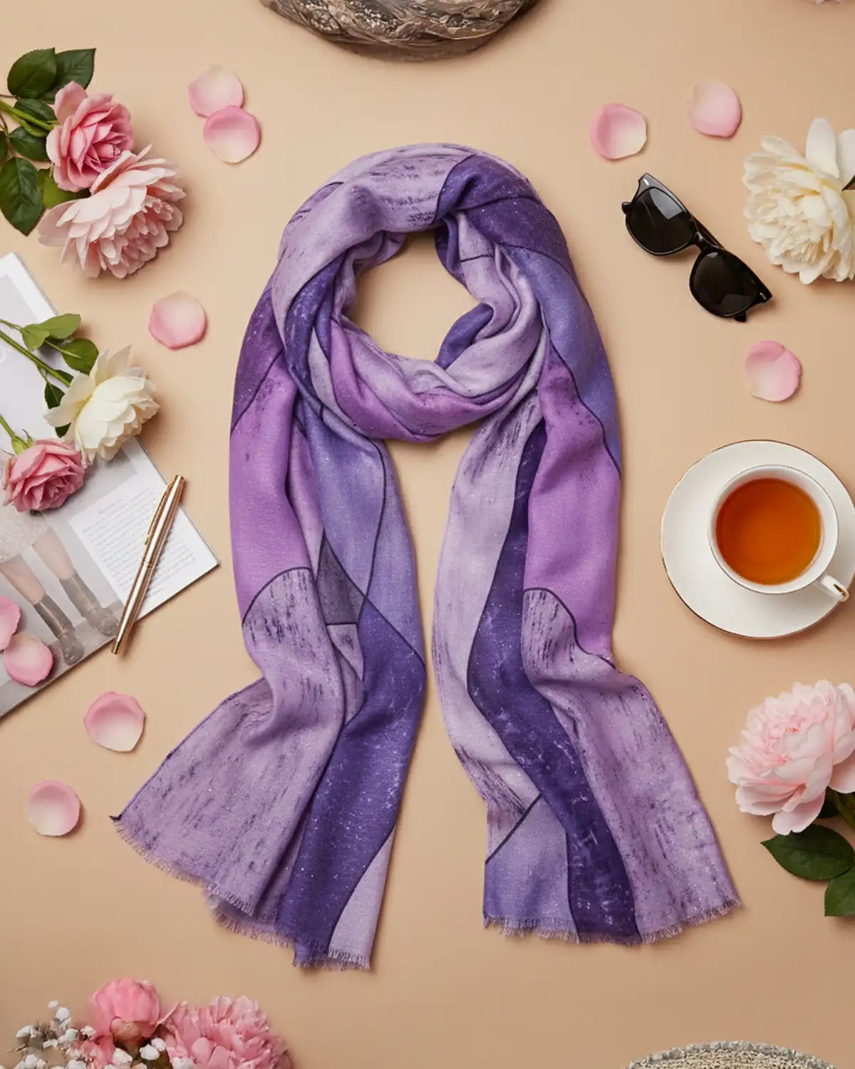 Accesorii fashion pentru femei - Eșarfă Magdy Aria Sognante mov