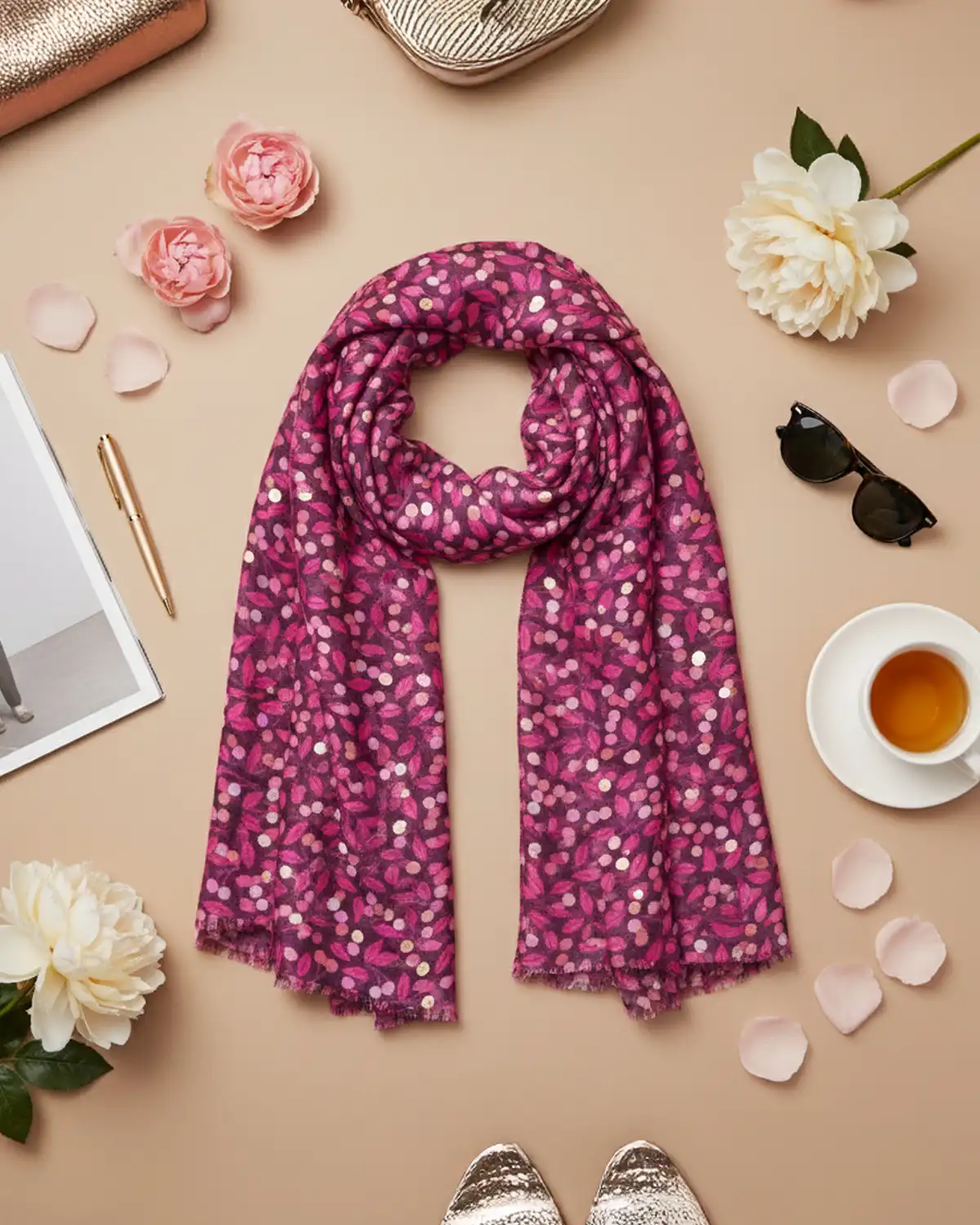 Accesorii fashion pentru femei - Eșarfă Magdy Fiora del Vento fucsia