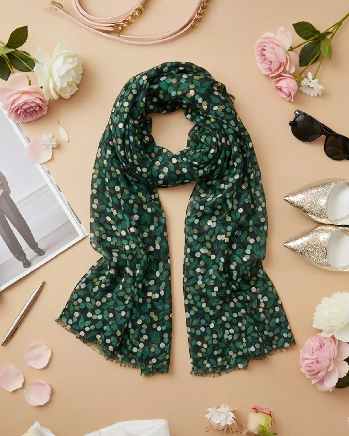 Accesorii fashion pentru femei - Eșarfă Magdy Fiora del Vento verde