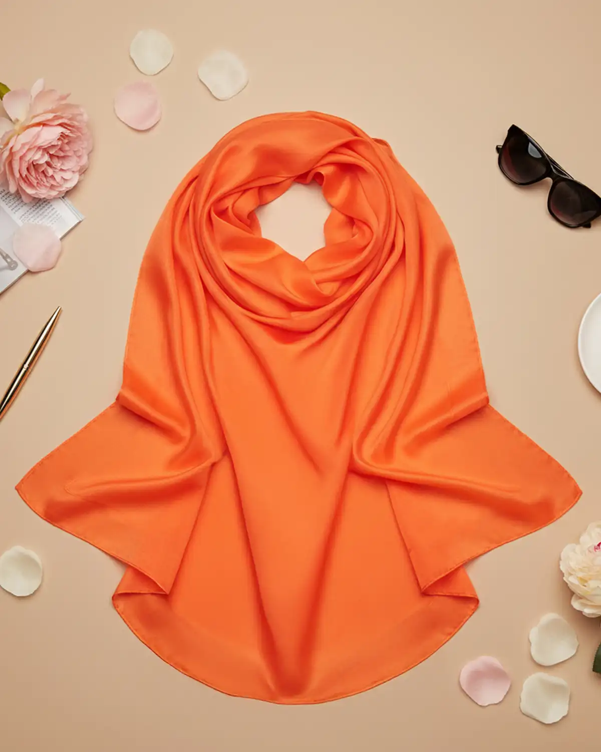 Accesorii fashion pentru femei - Eșarfă Mătase Magdy Amara Kai portocalie