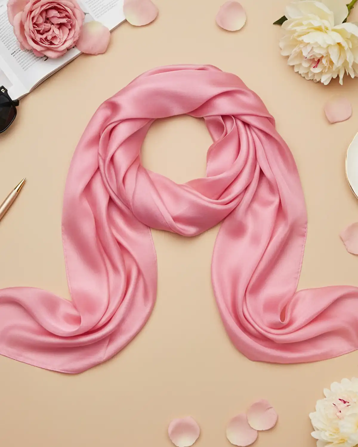 Accesorii fashion pentru femei - Eșarfă mătase Magdy Amara Kai roz