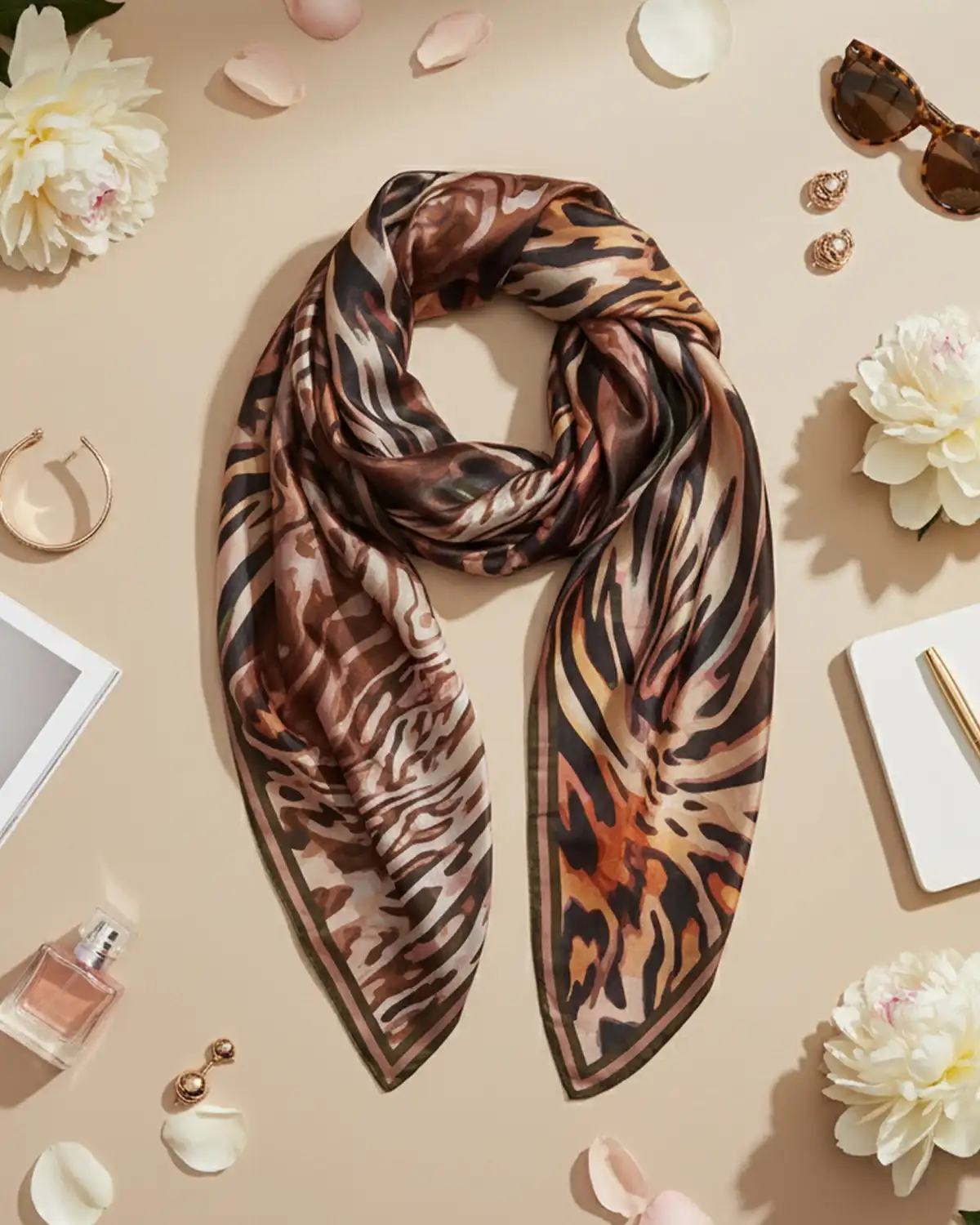 Produse noi - Eșarfă mătase Magdy Ambra Selvatica maro