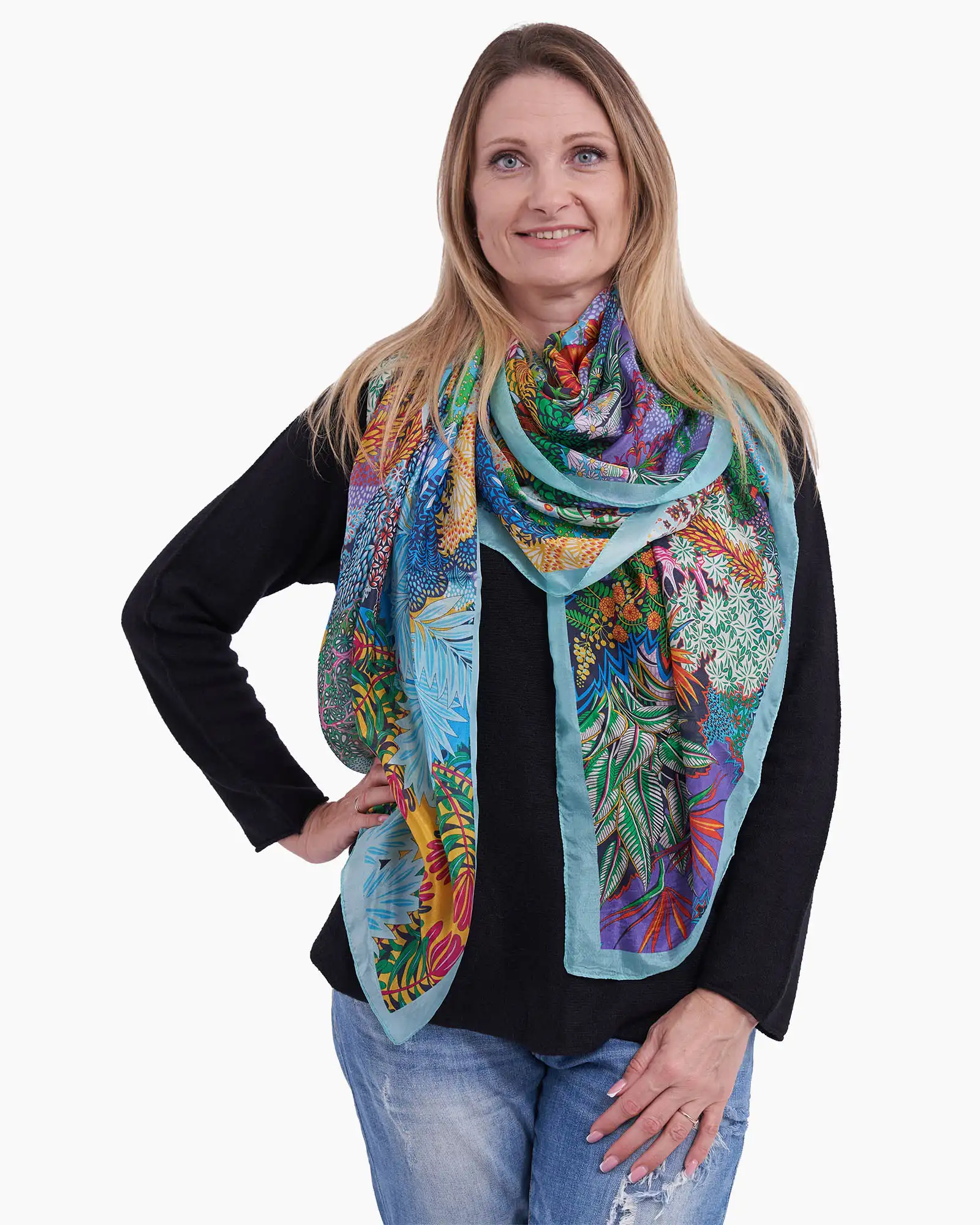 Eșarfă mătase Magdy Aria Fiorita multicoloră [1]