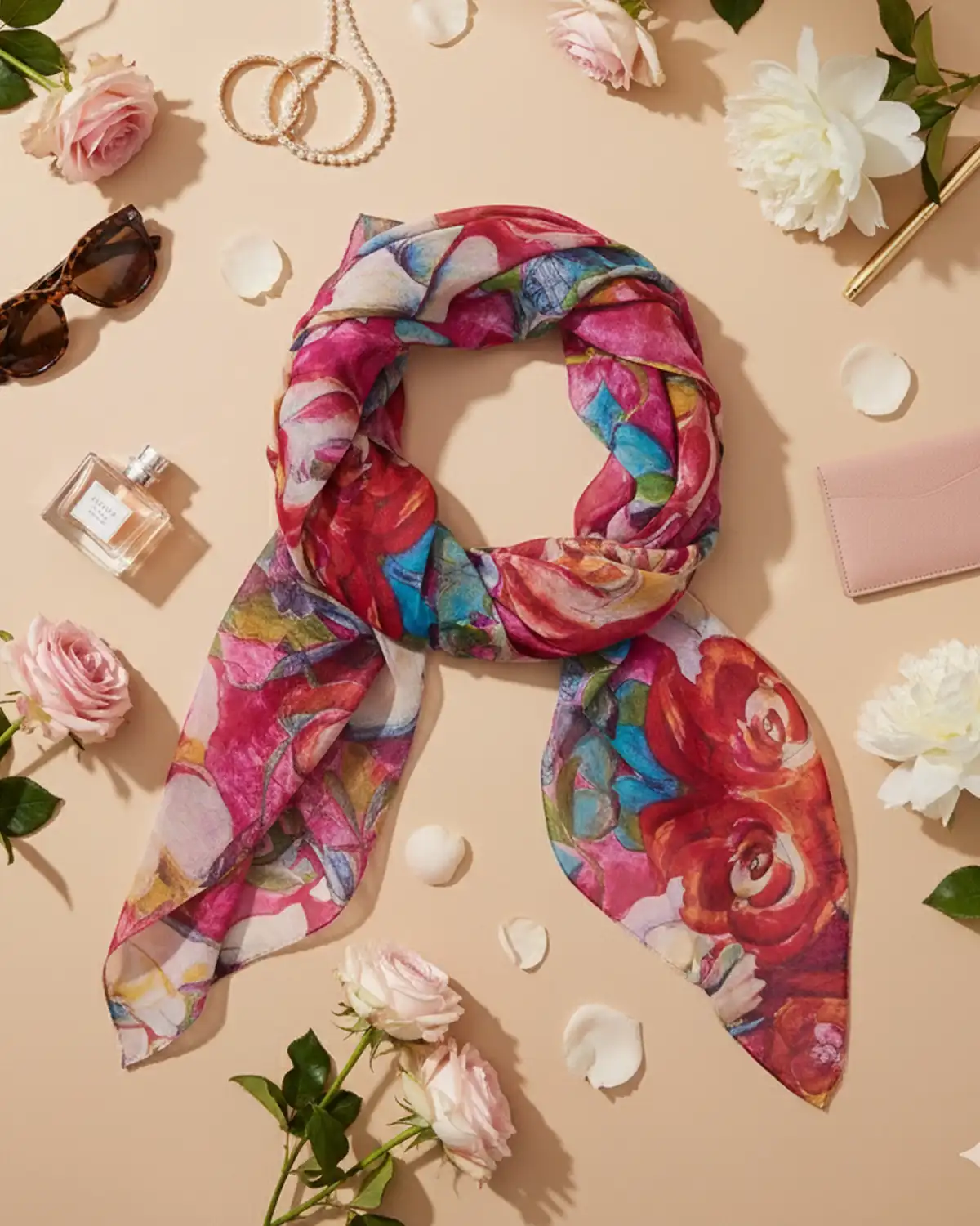 Accesorii fashion pentru femei - Eșarfă mătase Magdy Firenze multicoloră