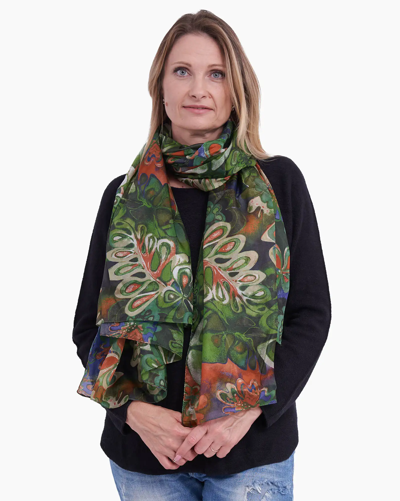 Eșarfă mătase Magdy Sospir d'Estate verde [1]