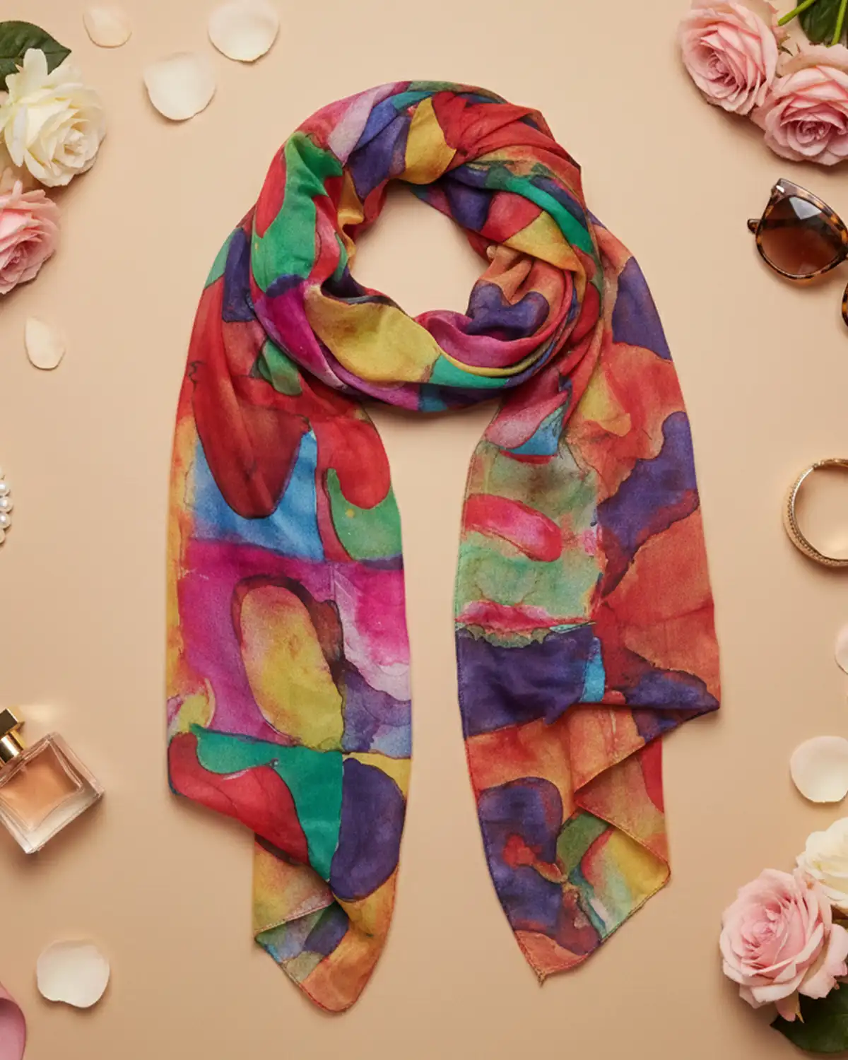 Accesorii fashion pentru femei - Eșarfă mătase Magdy Veneziano multicoloră