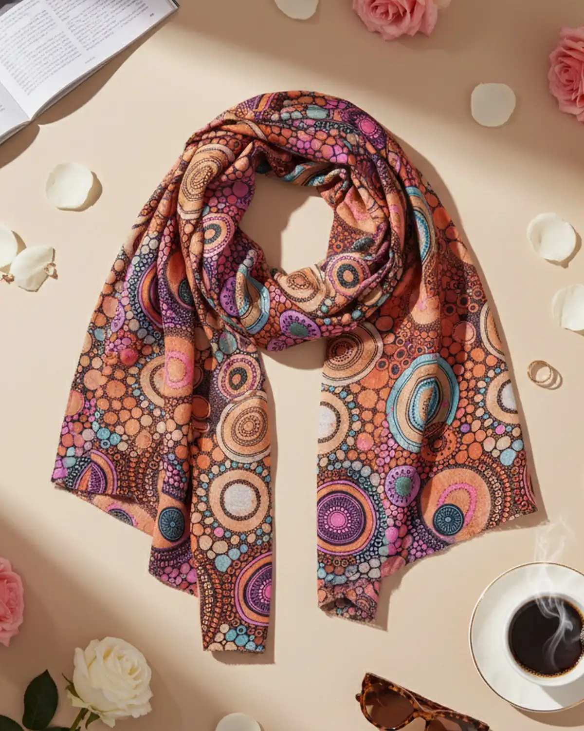 Accesorii fashion pentru femei - Eșarfă vascoză Magdy Byzantium portocalie