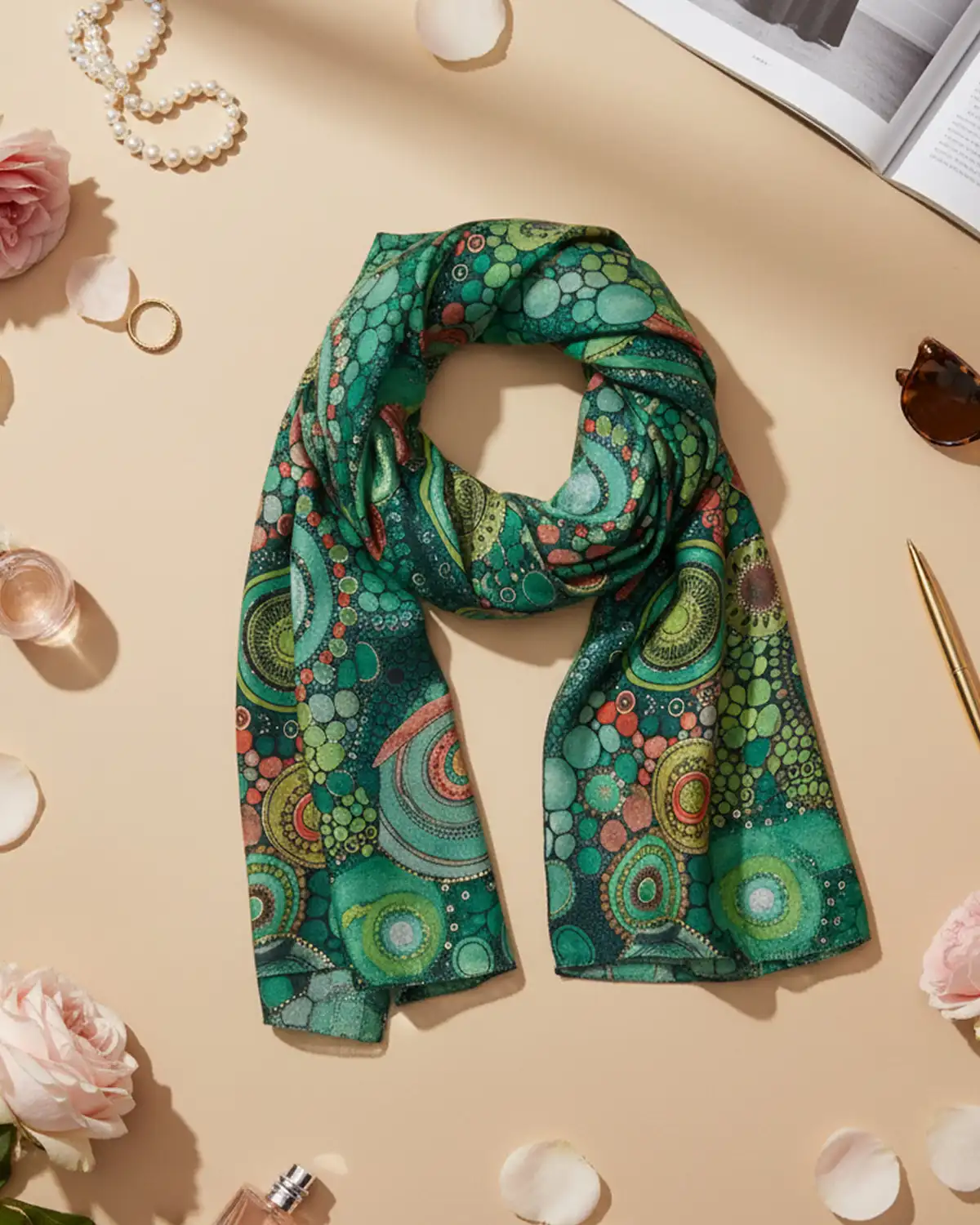 Accesorii fashion pentru femei - Eșarfă vâscoză Magdy Byzantium verde