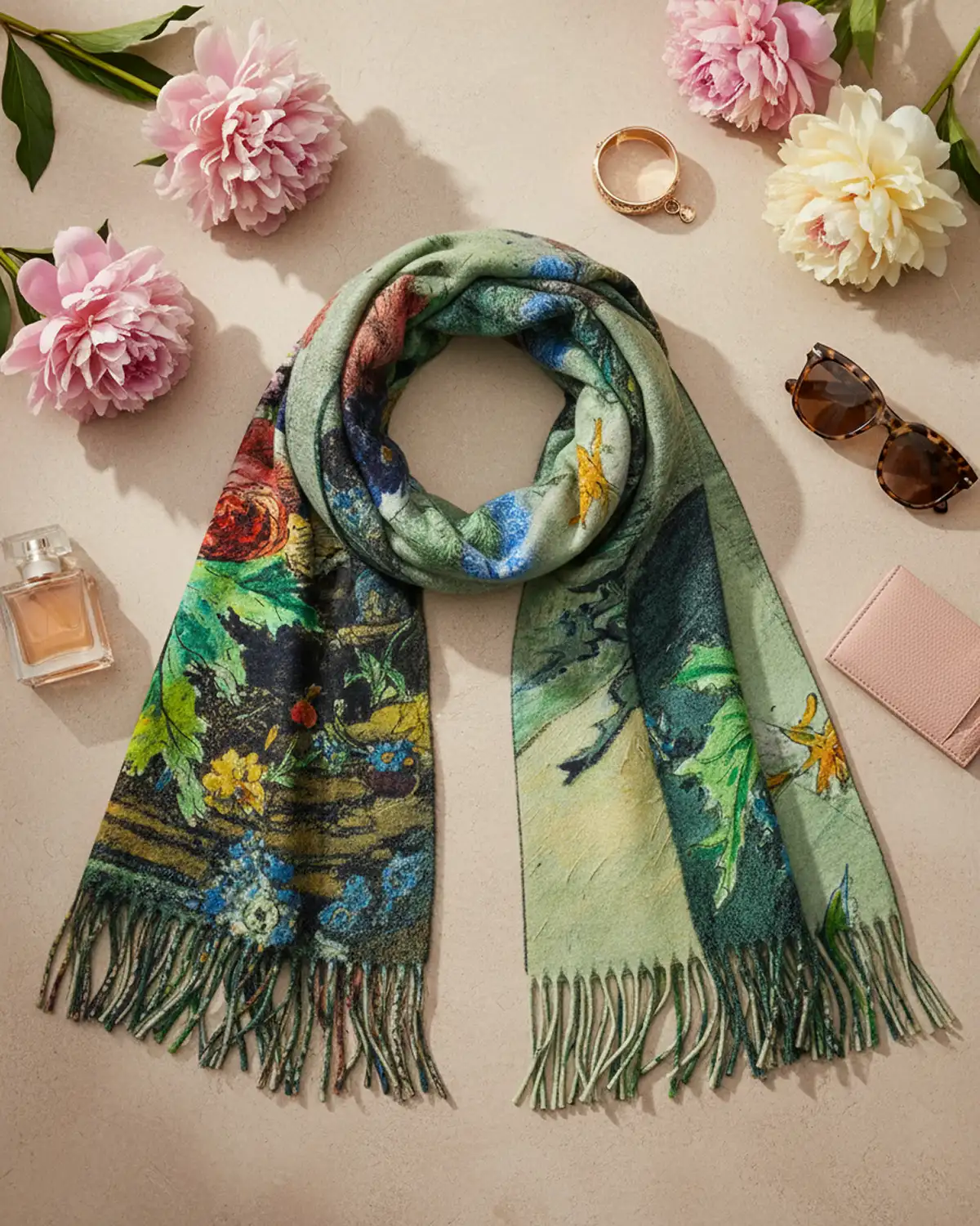 Accesorii fashion pentru femei - Eșarfă vâscoză Magdy Soffio d'Arte verde