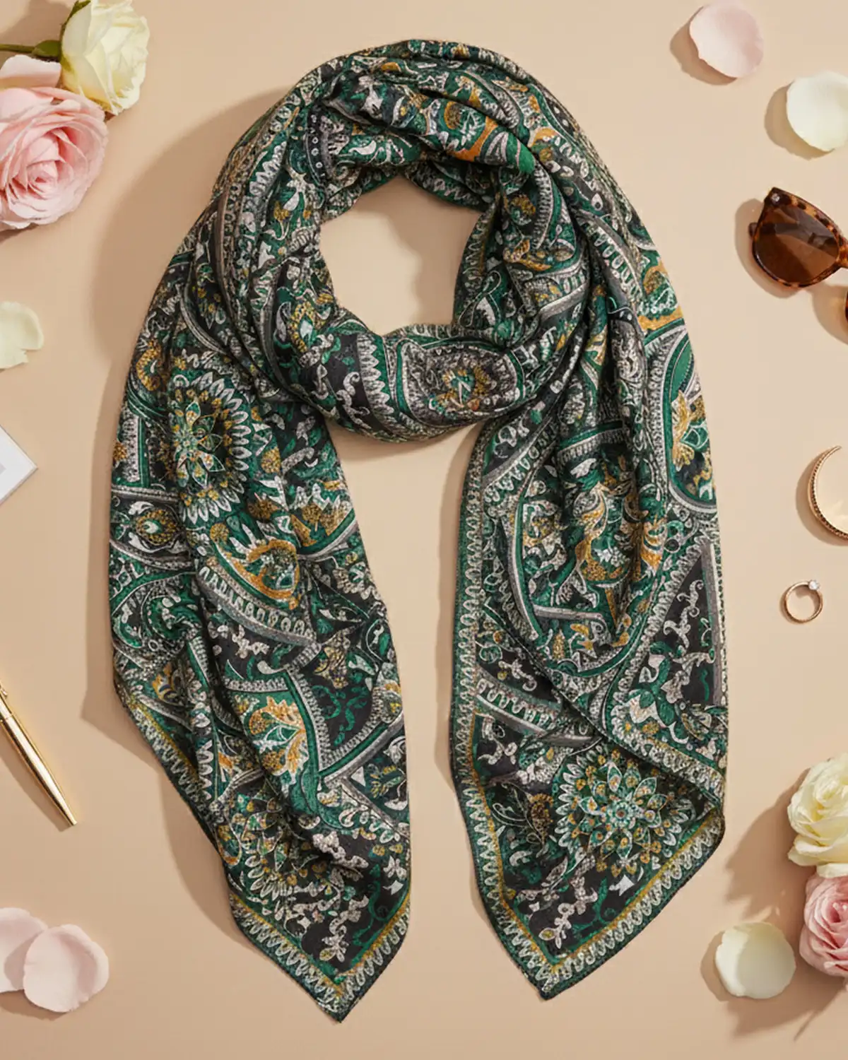 Produse noi - Eșarfă vâscoză Magdy Sospir di Granada verde