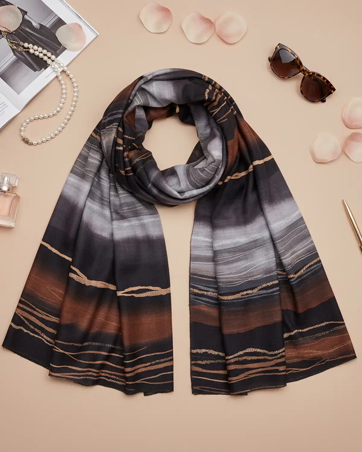 Accesorii fashion pentru femei - Eșarfă vâscoză Magdy Toscan neagră