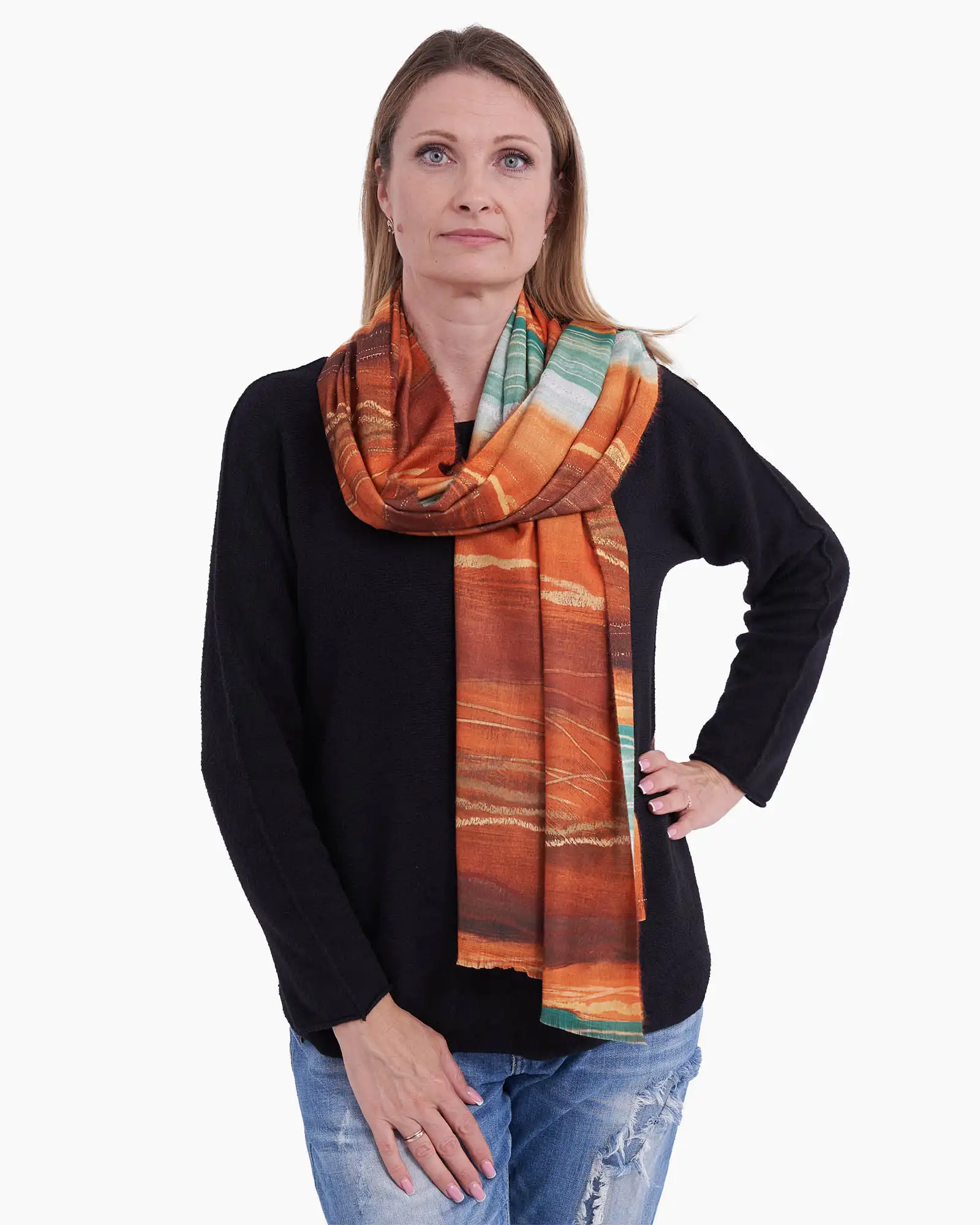 Eșarfă vâscoză Magdy Toscan portocalie [1]