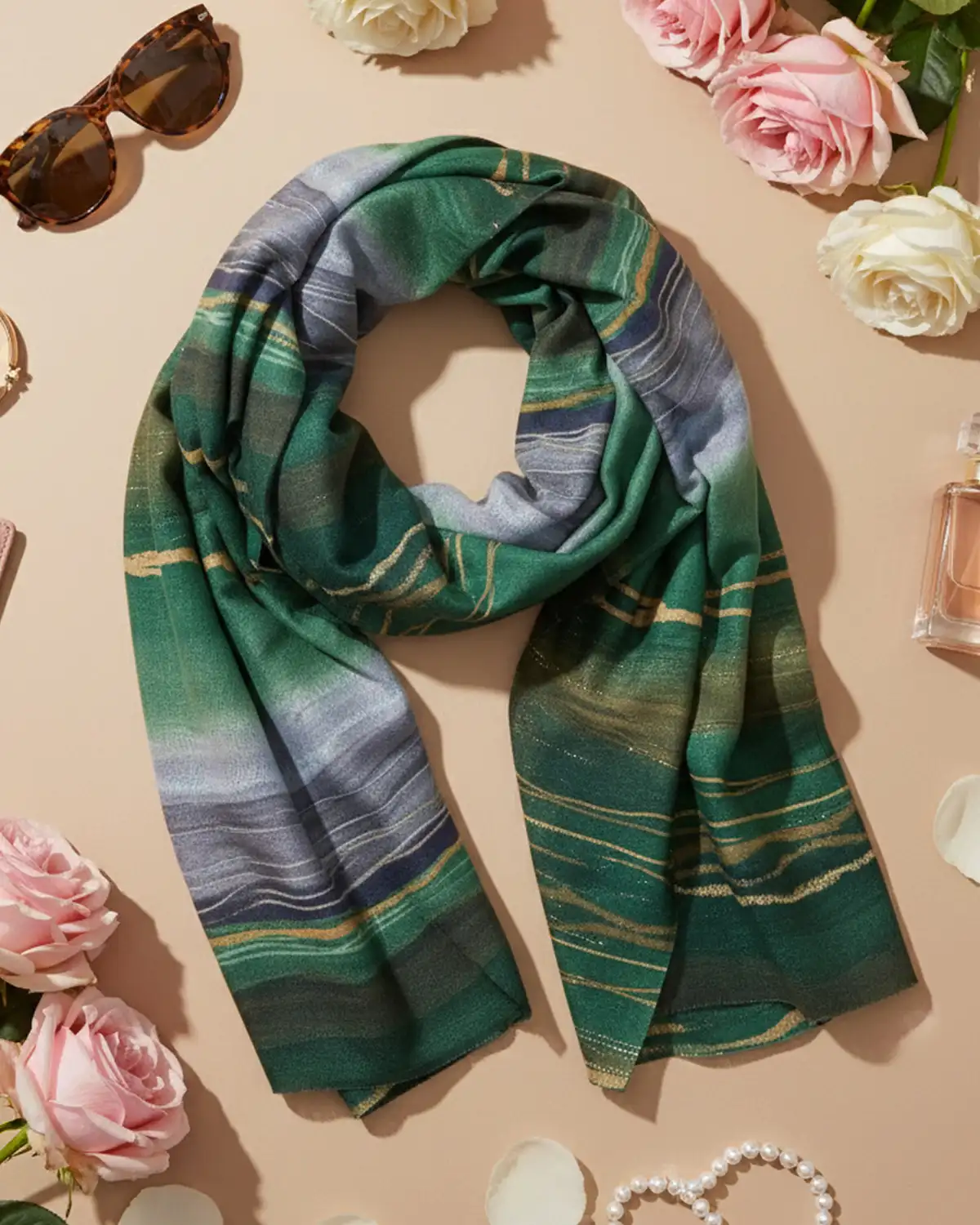 Accesorii fashion pentru femei - Eșarfă vâscoză Magdy Toscan verde