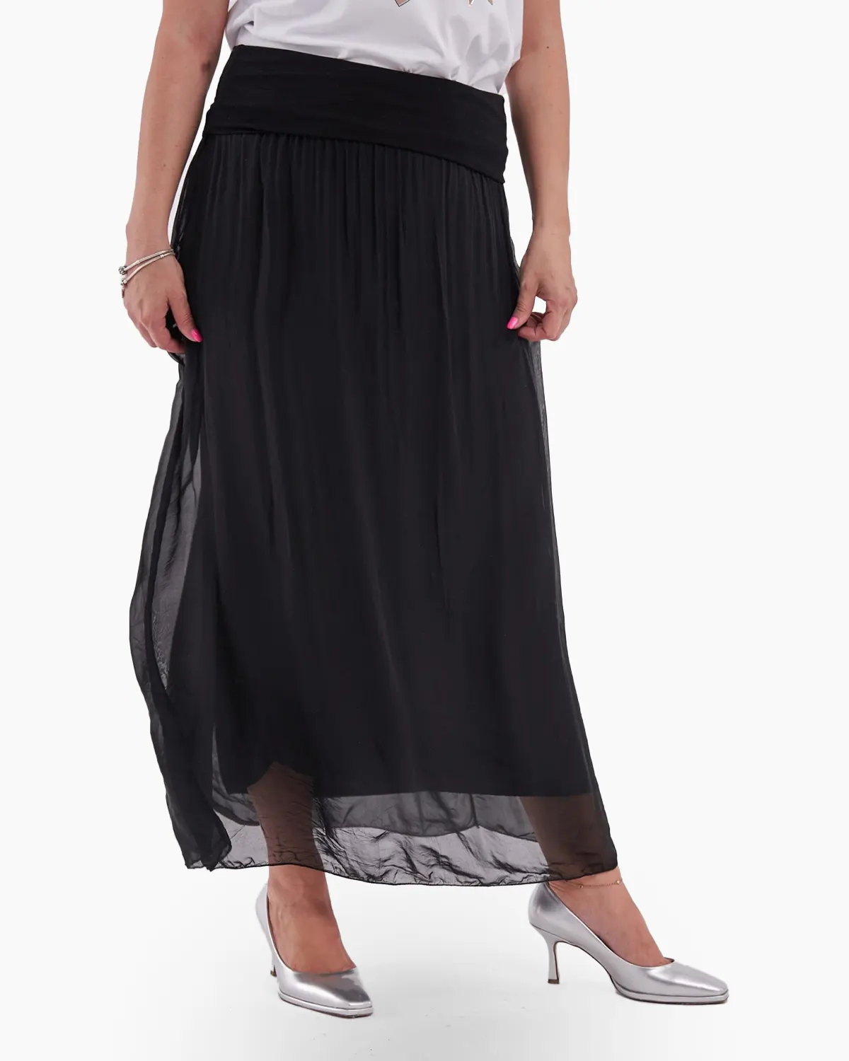 Fuste - Fusta  din matase neagra clasica