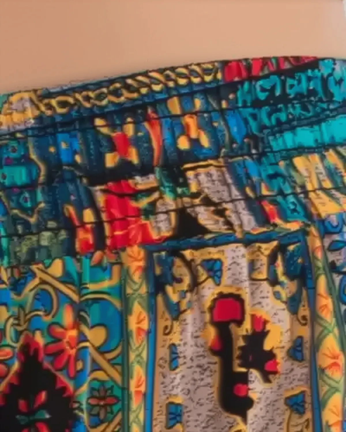 Fustă maxi fluidă de un verde eclectic cu imprimeu arabesque [2]