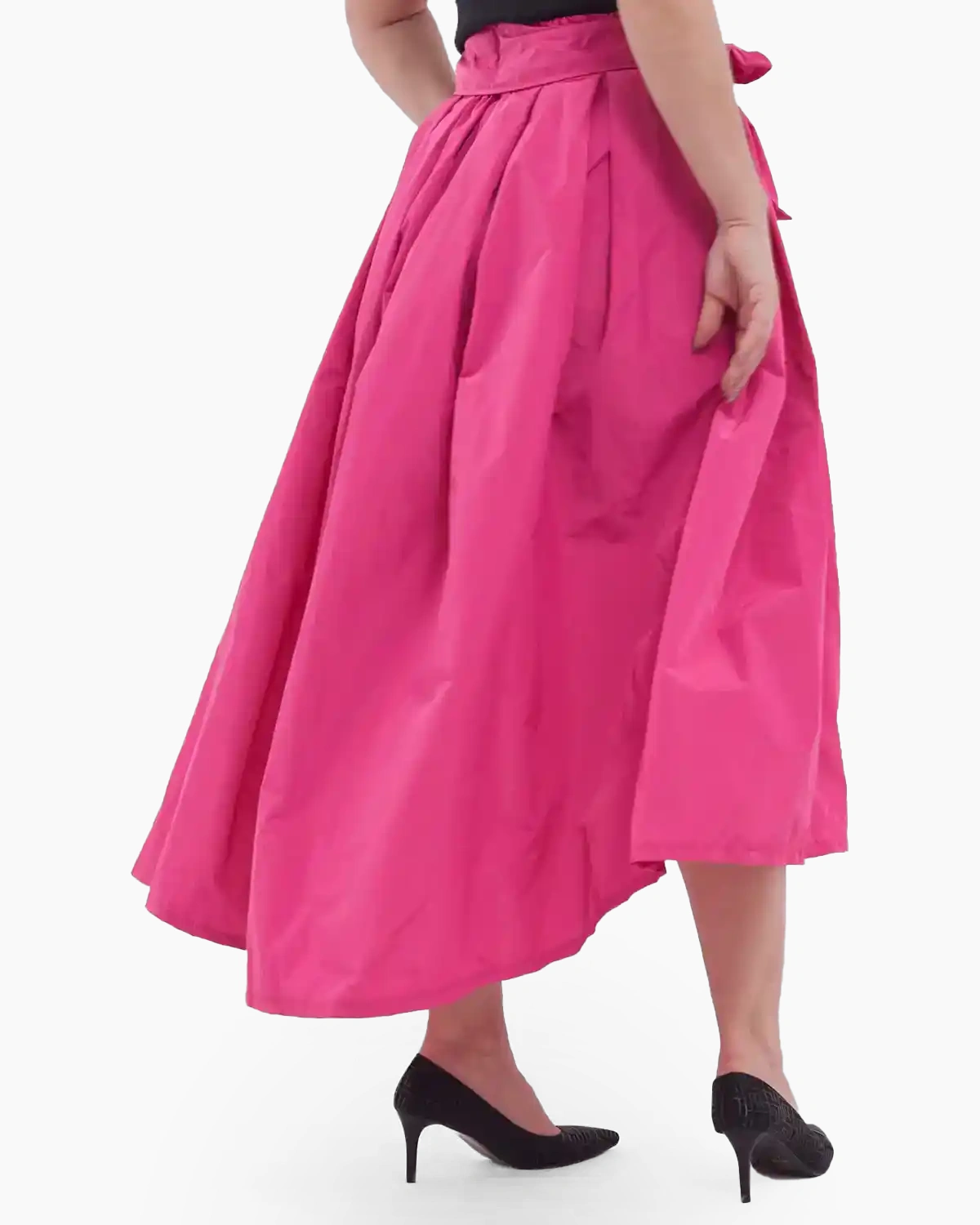 Fustă midi asimetrică cu cordon fucsia [1]