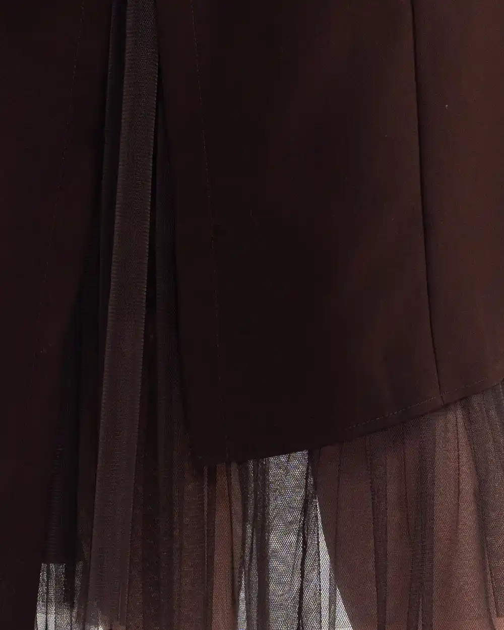 Fustă midi petrecută maro casual schic cu design asimetric [3]