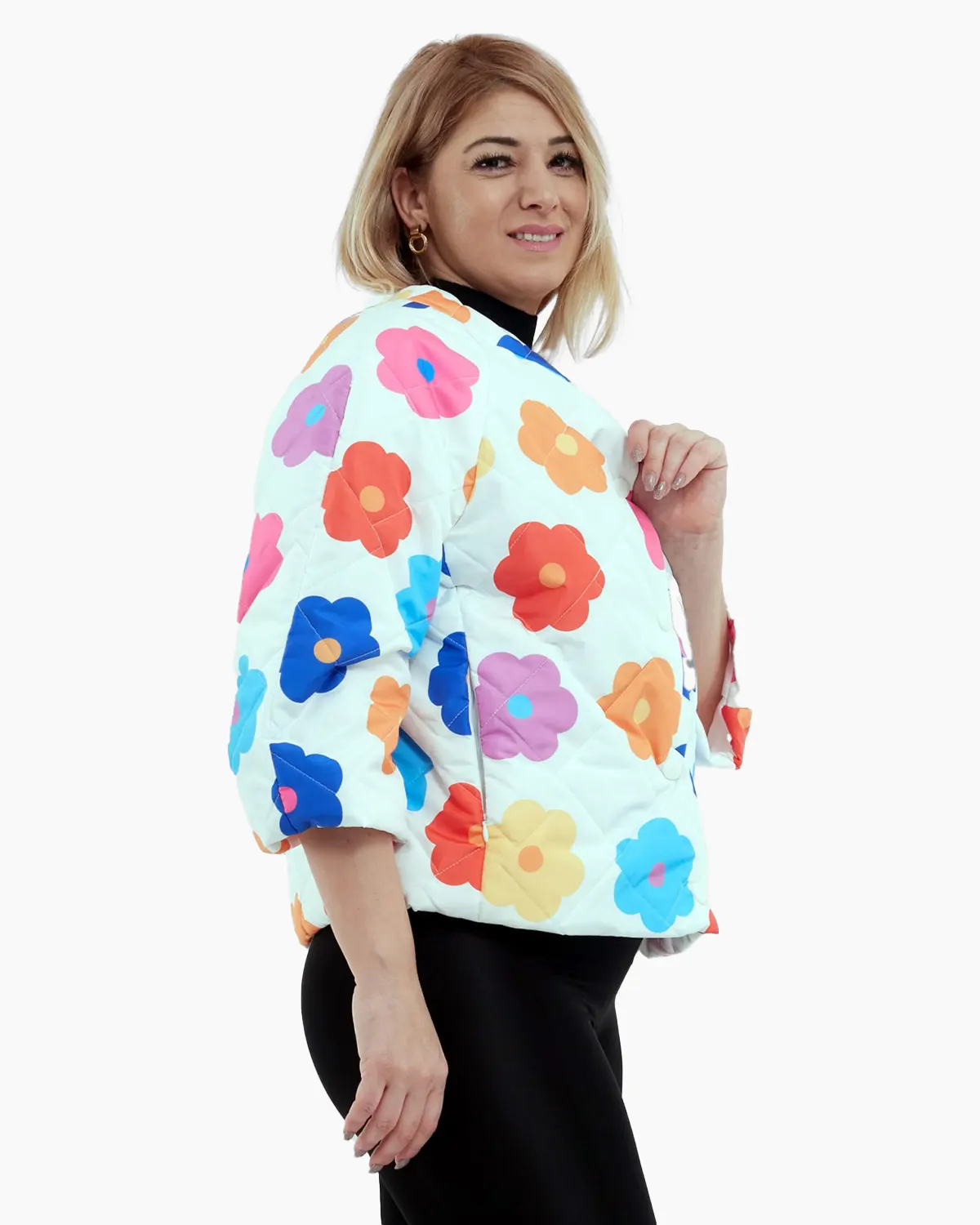 Geaca alba cu imprimeu floral [1]