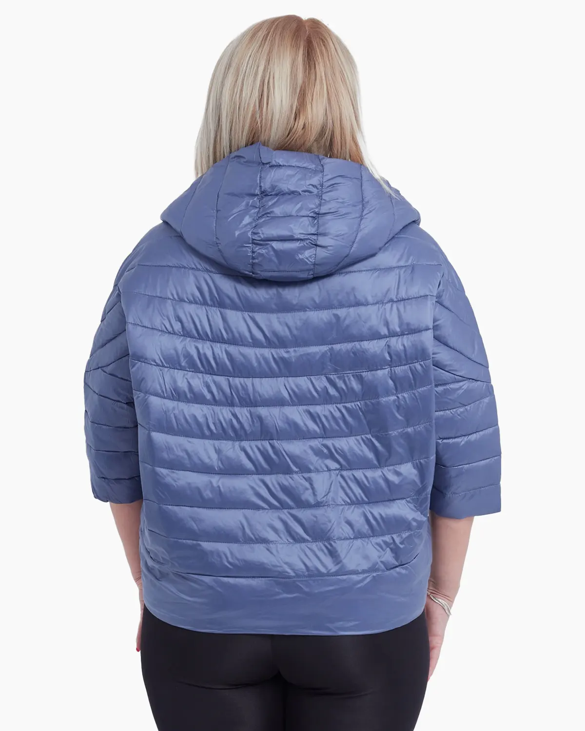 Geaca albastru lavanda oversize cu gluga si inchidere cu capse [1]
