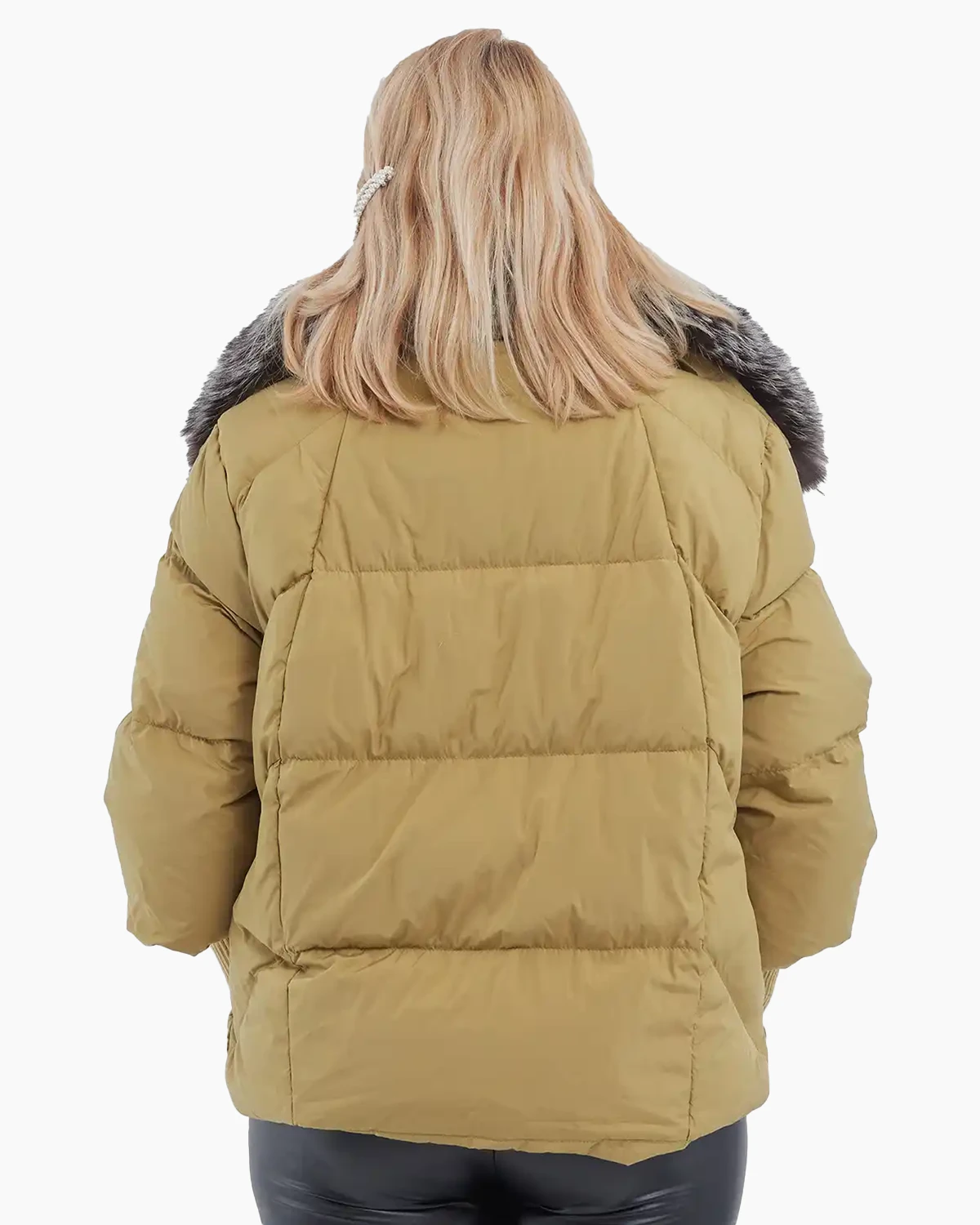 Geacă blană naturală scurtă de damă, stil chic lime [1]