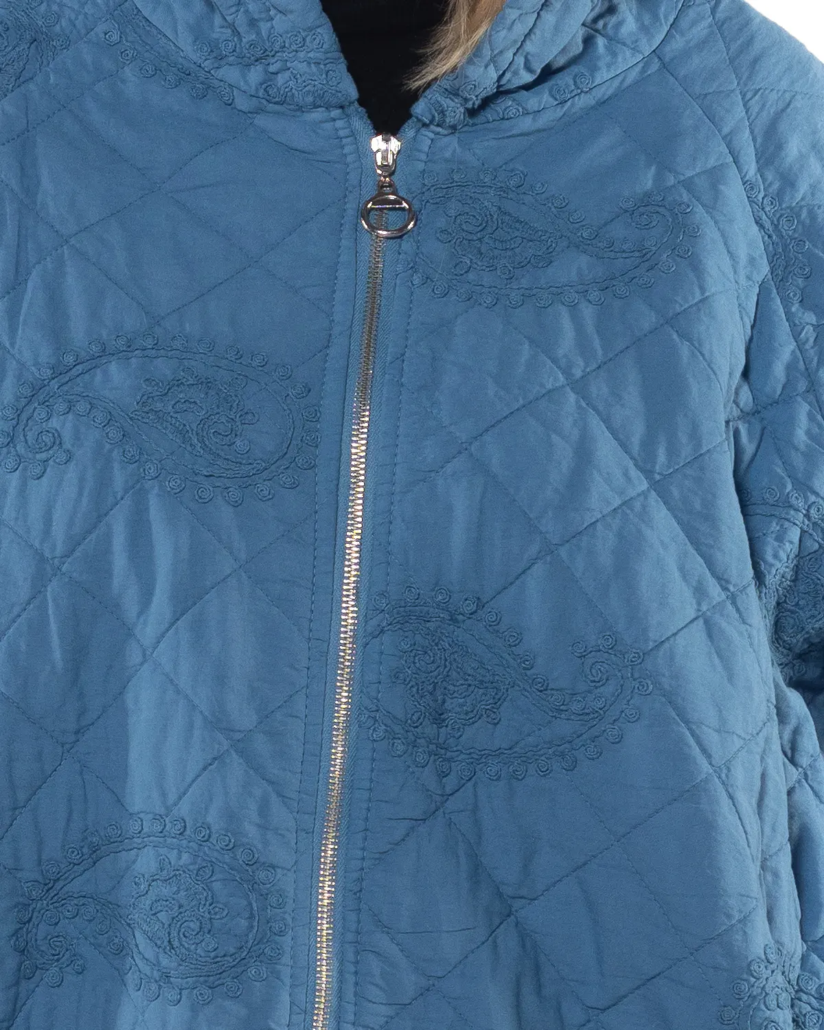 Geacă bleu matlasată de toamnă, cu design casual amplu și confortabil [4]