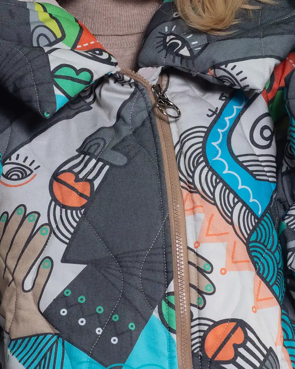 Geacă boho bumbac cu imprimeu artistic picasso multicolor [4]