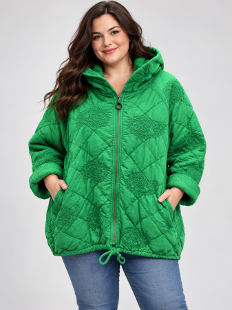 Geacă casual vernil matlasată cu design amplu și umeri căzuți [1]