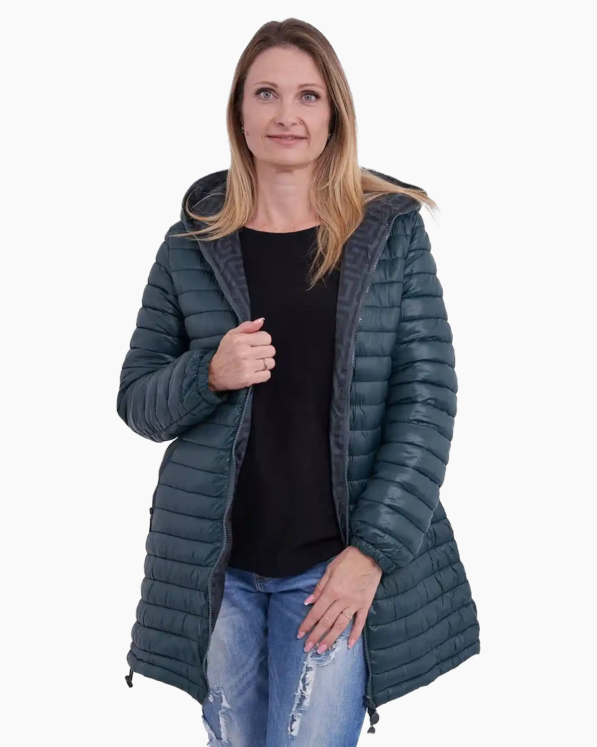 Geci Casual - Geaca cu doua fete, verde inchis