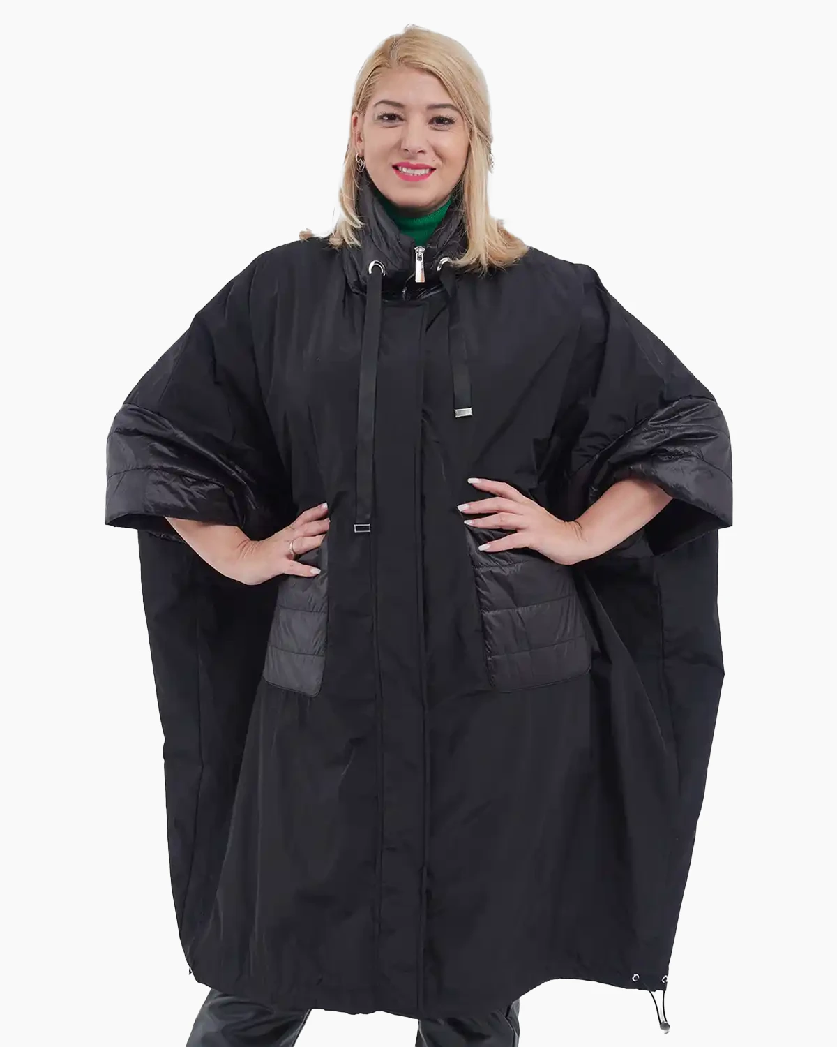 Geci Casual - Geacă damă midi cu croială fluture, stil casual chic pentru toamnă, neagră