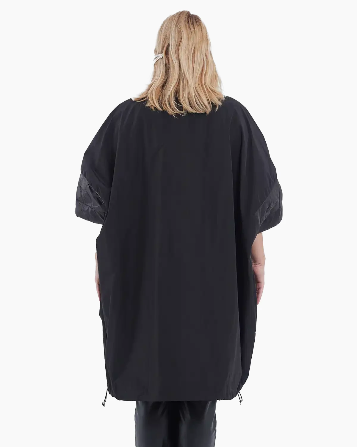 Geacă damă midi cu croială fluture, stil casual chic pentru toamnă, neagră [1]