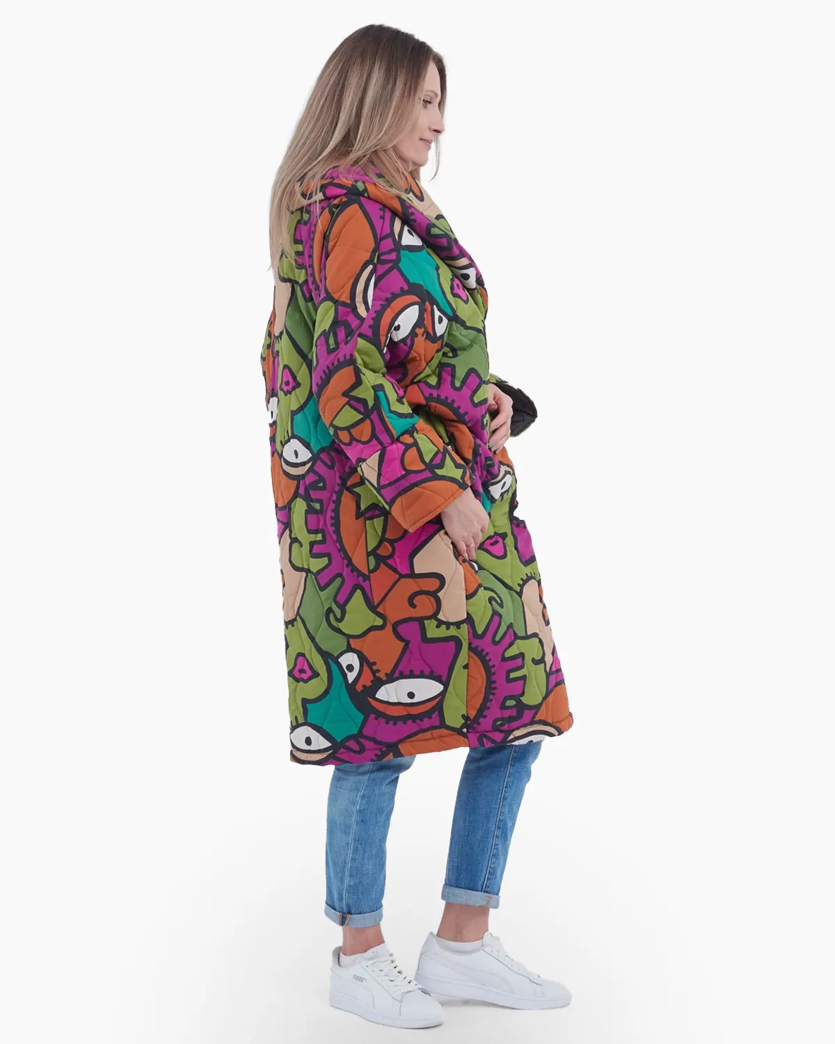Geaca din bumbac cu guler rotund, model fete, abstract [1]