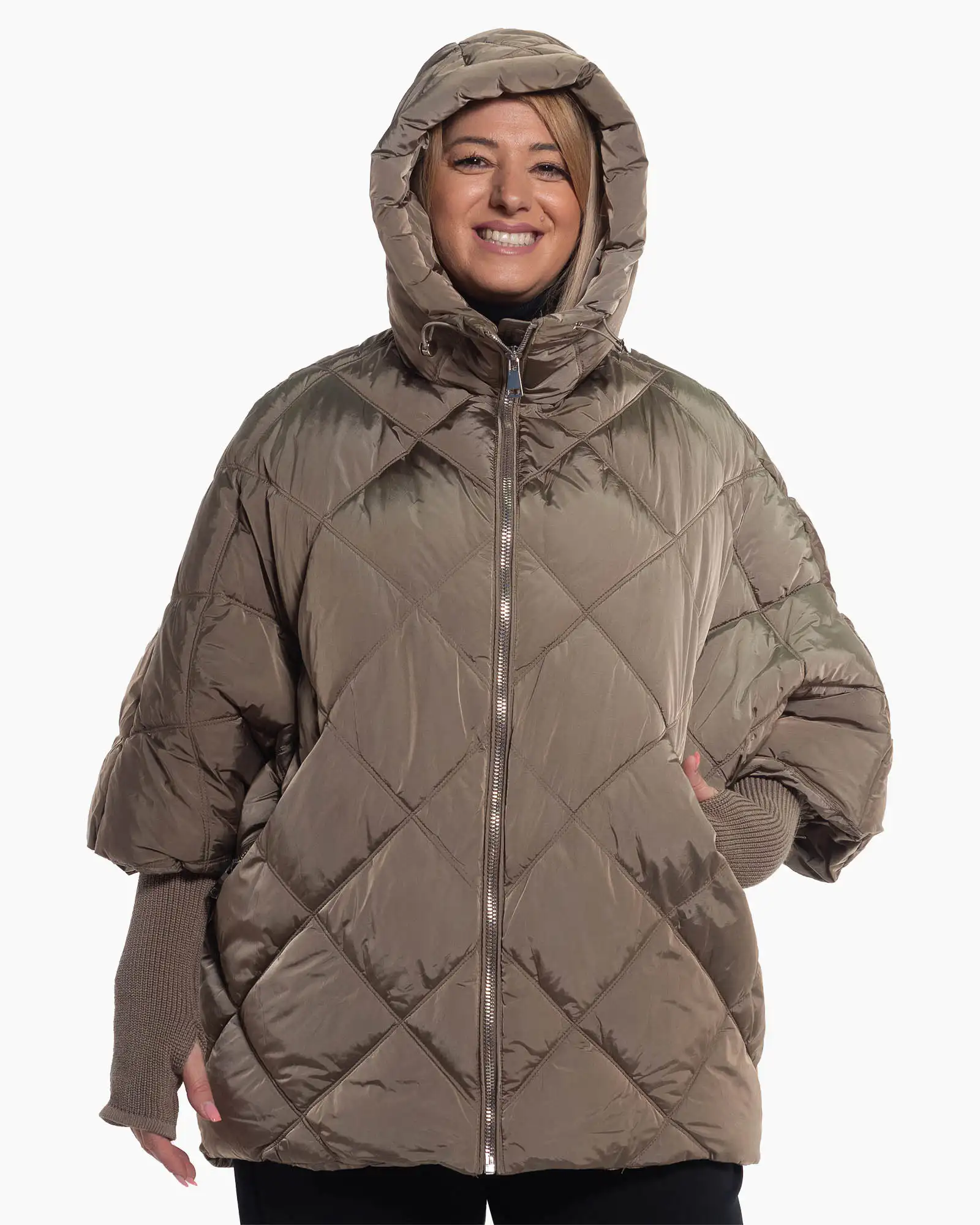 Geacă lungă matlasată, într-o nuanță naturală de bej, cu design casual chic [3]
