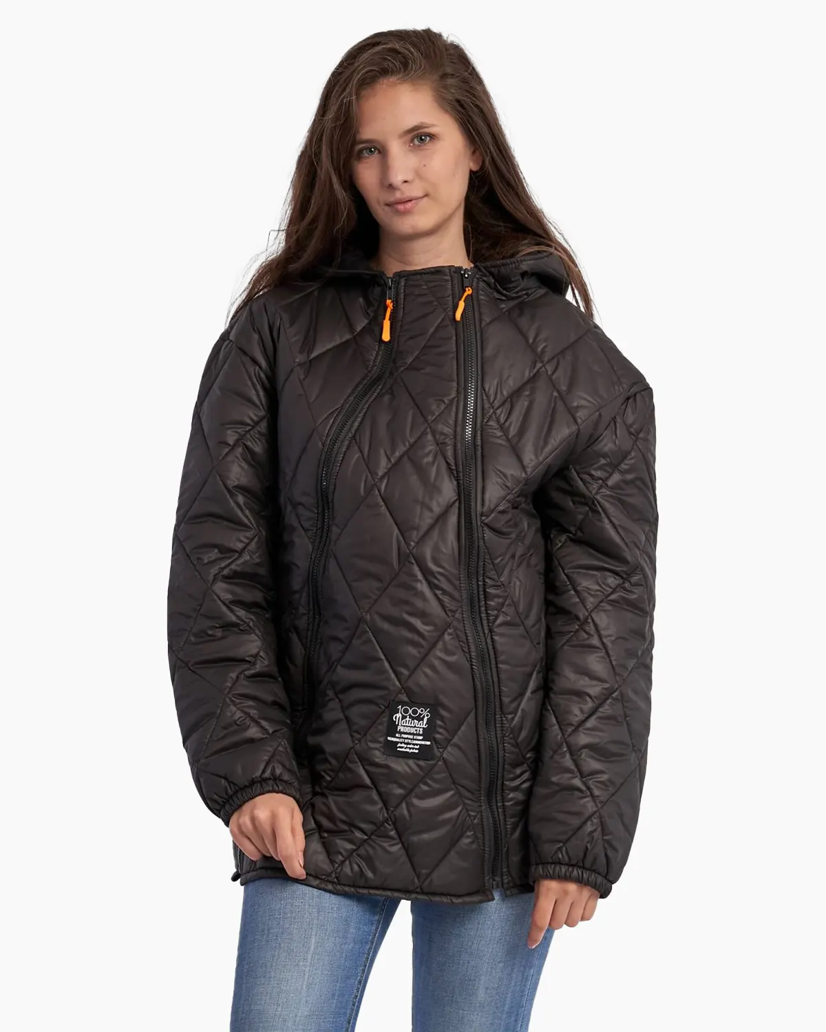 Geci Casual - Geaca matlasata , neagra, cu doua fermoare