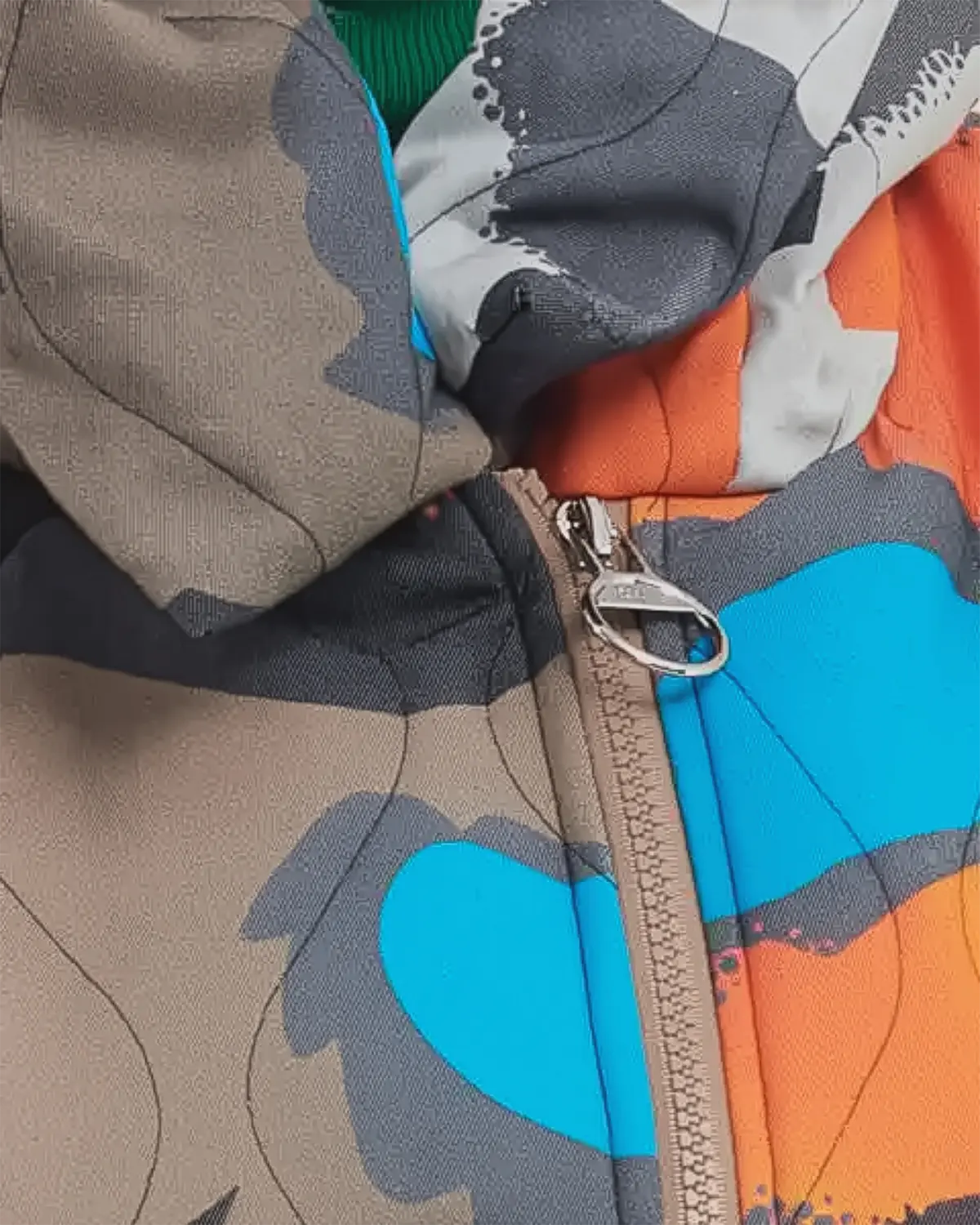Geacă midi cu imprimeu abstract și glugă, stil casual [3]