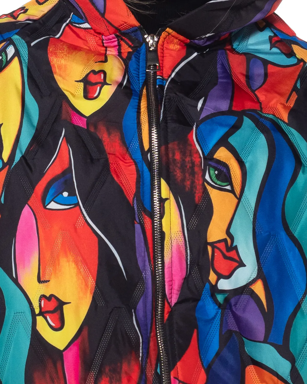 Geacă multicoloră cu imprimeu artistic, design urban și croială lejeră [4]