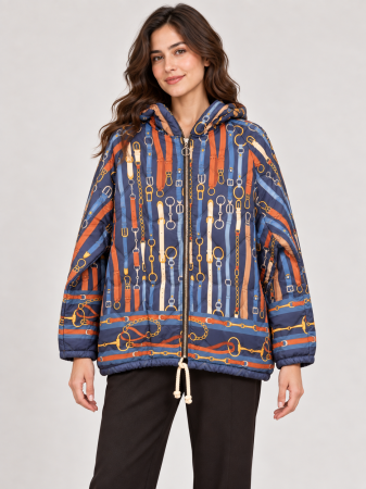 Geci Casual - Geacă multicoloră cu imprimeu artistic, design urban și croială lejeră