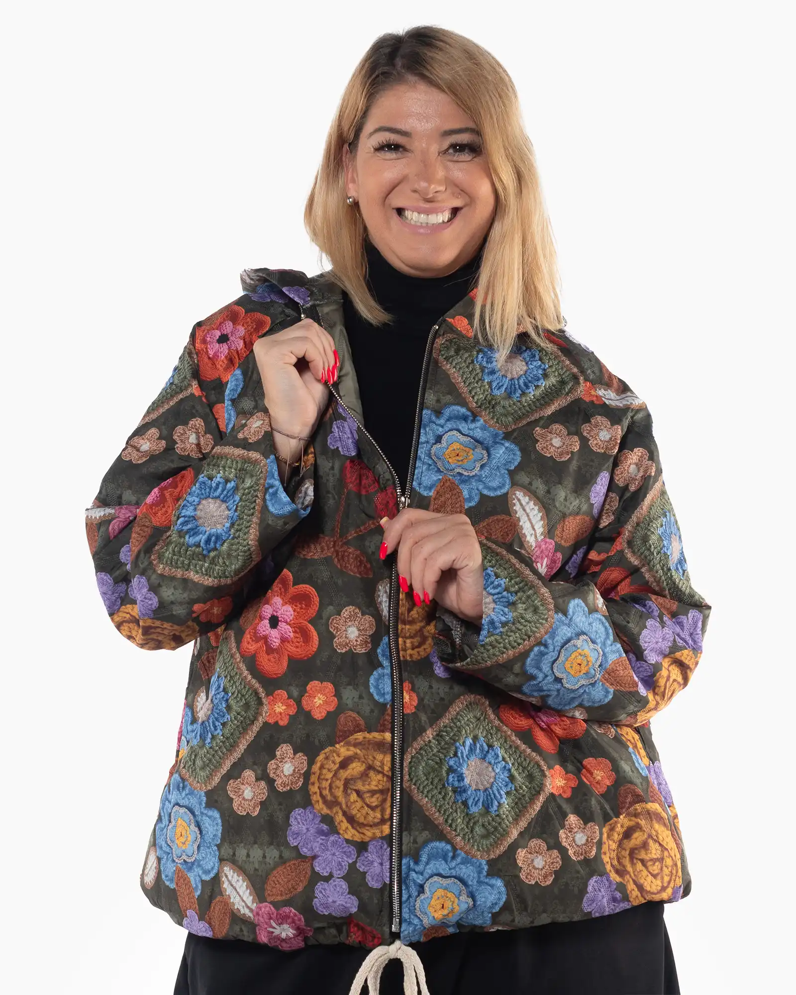 Geci Casual - Geacă multicoloră impermeabilă cu imprimeu artistic și design urban