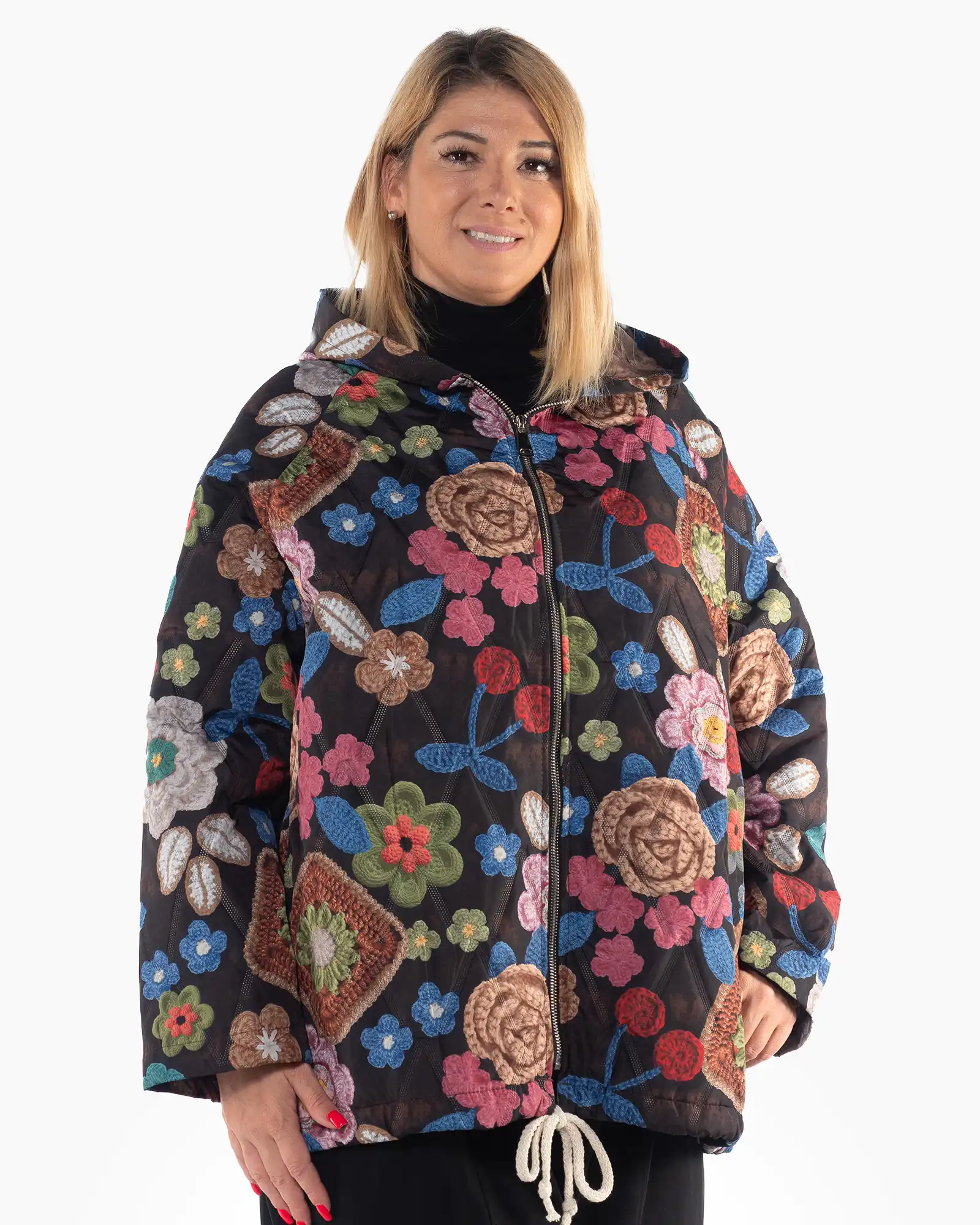 Geci Casual - Geacă urbană multicoloră cu imprimeu artistic și croială amplă kimono
