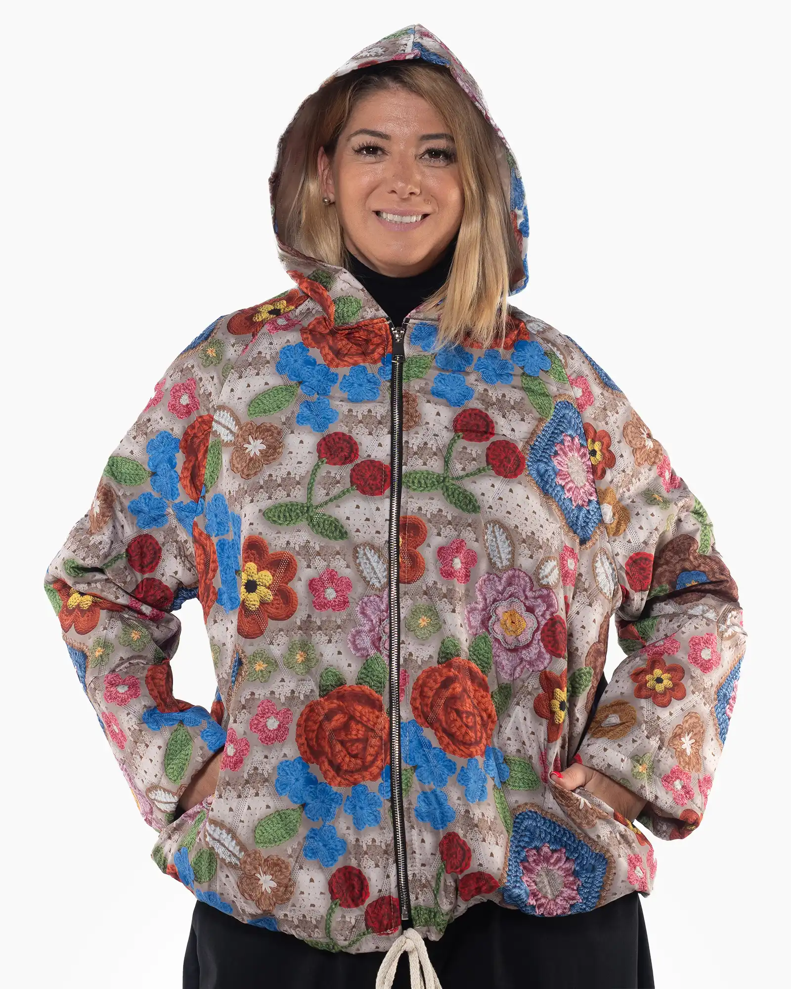 Geacă urbană multicoloră cu imprimeu floral statement [2]