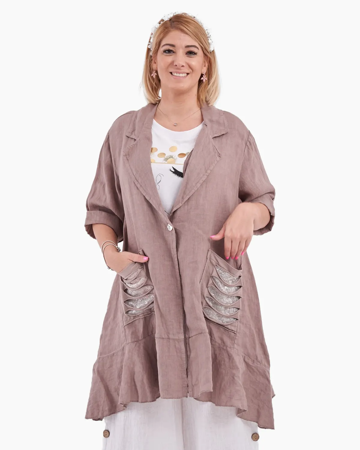 Jachete Casual - Jacheta accesorizata cu paiete