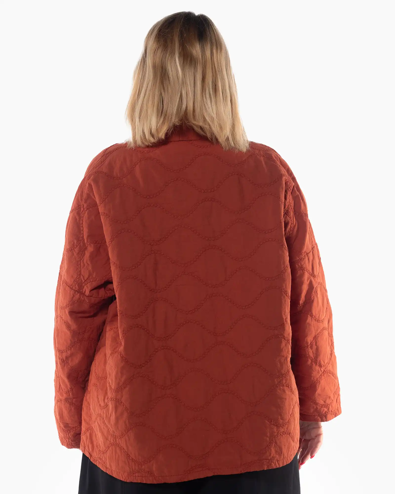 Jachetă cărămizie matlasată oversize stil sacou [1]