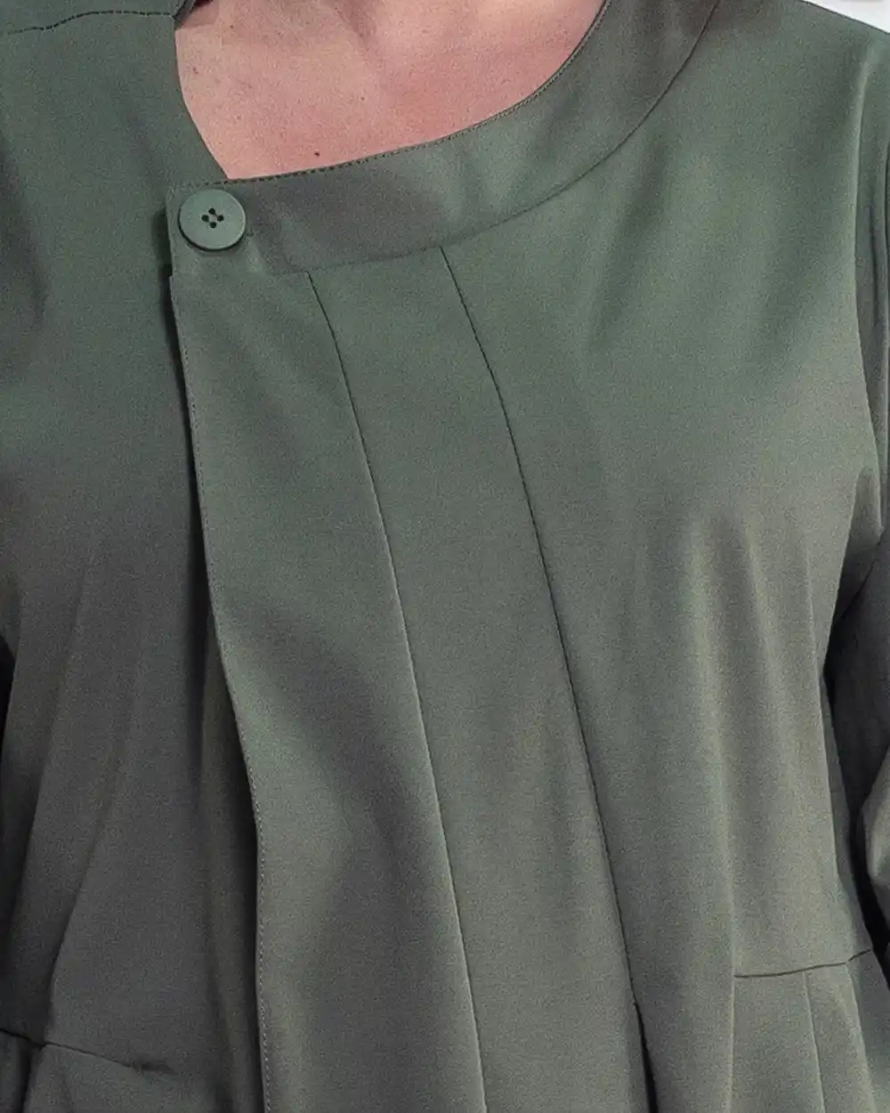 Jachetă elegantă kaki din bumbac stil palton design petrecut [3]